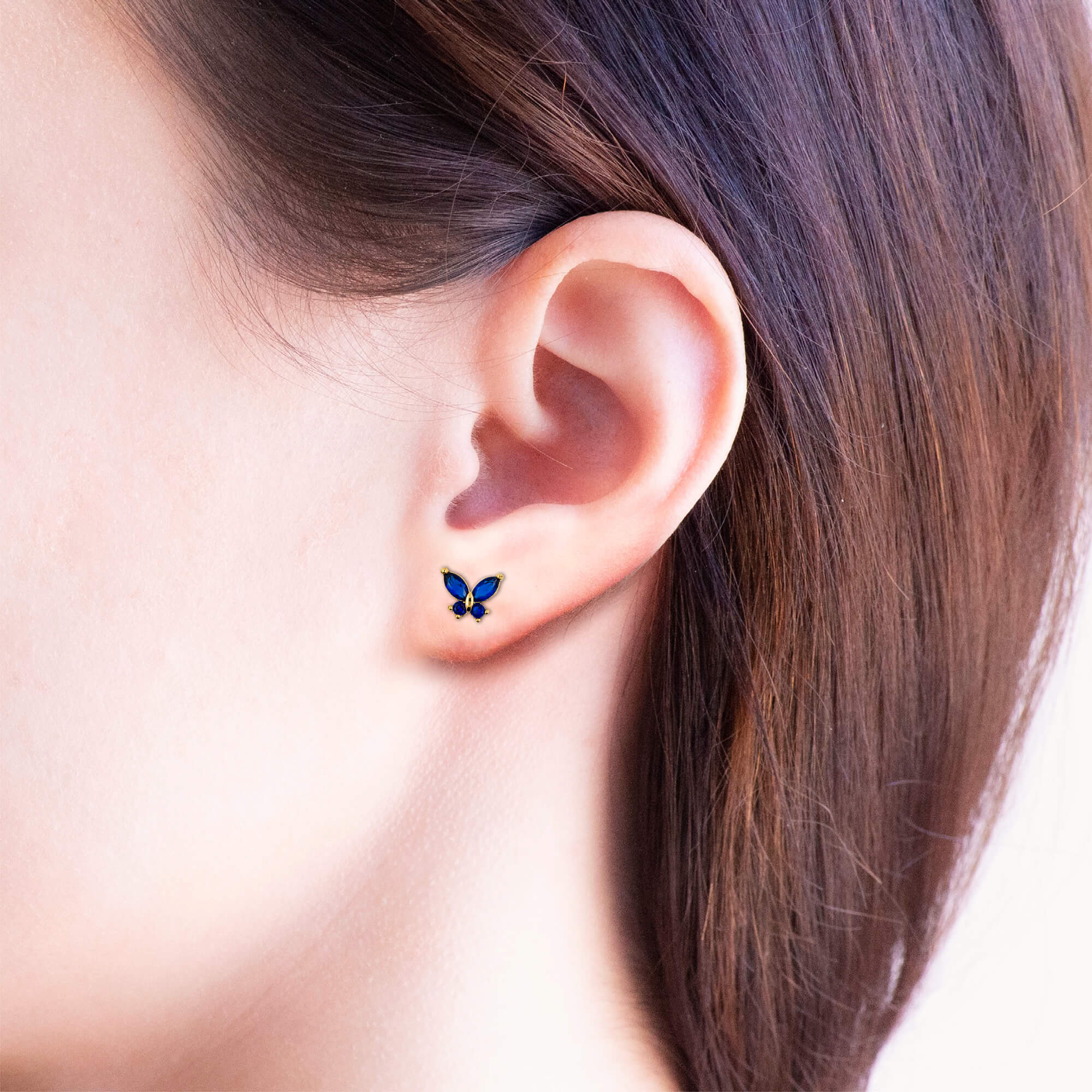 Earring Diamante Butterfly Blue