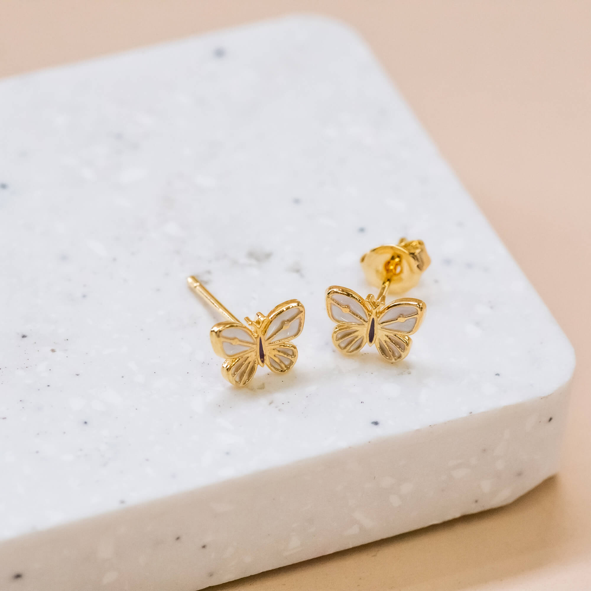 Earring Epoxy Butterfly White