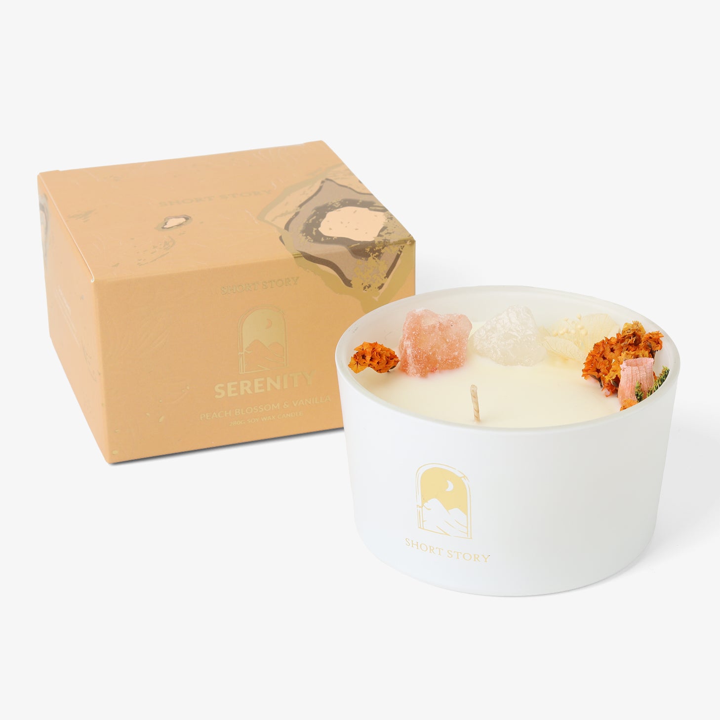 Floral Crystal Candle Serenity Peach Blossom & Vanilla