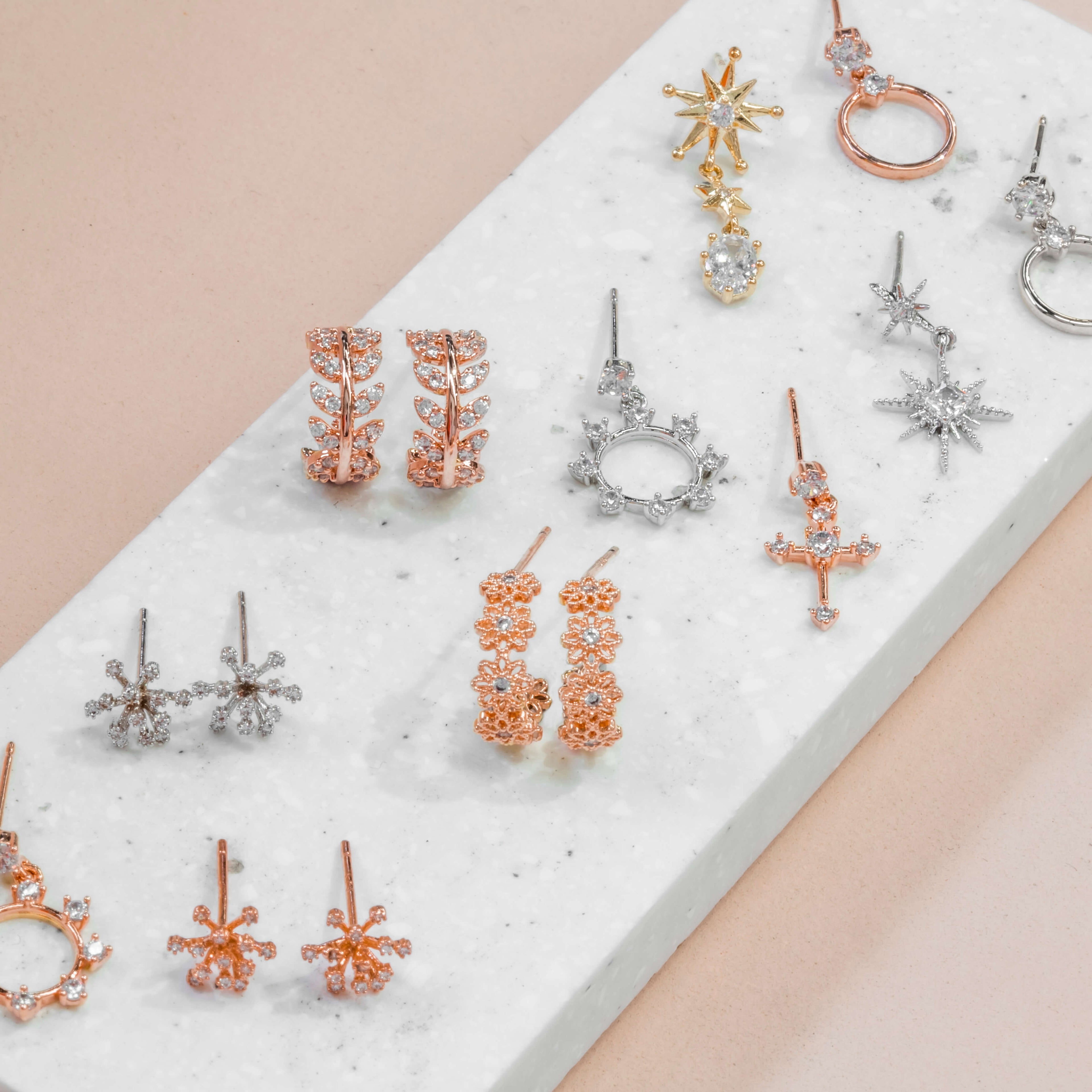 Drop Earring Diamante Morning Star Silver