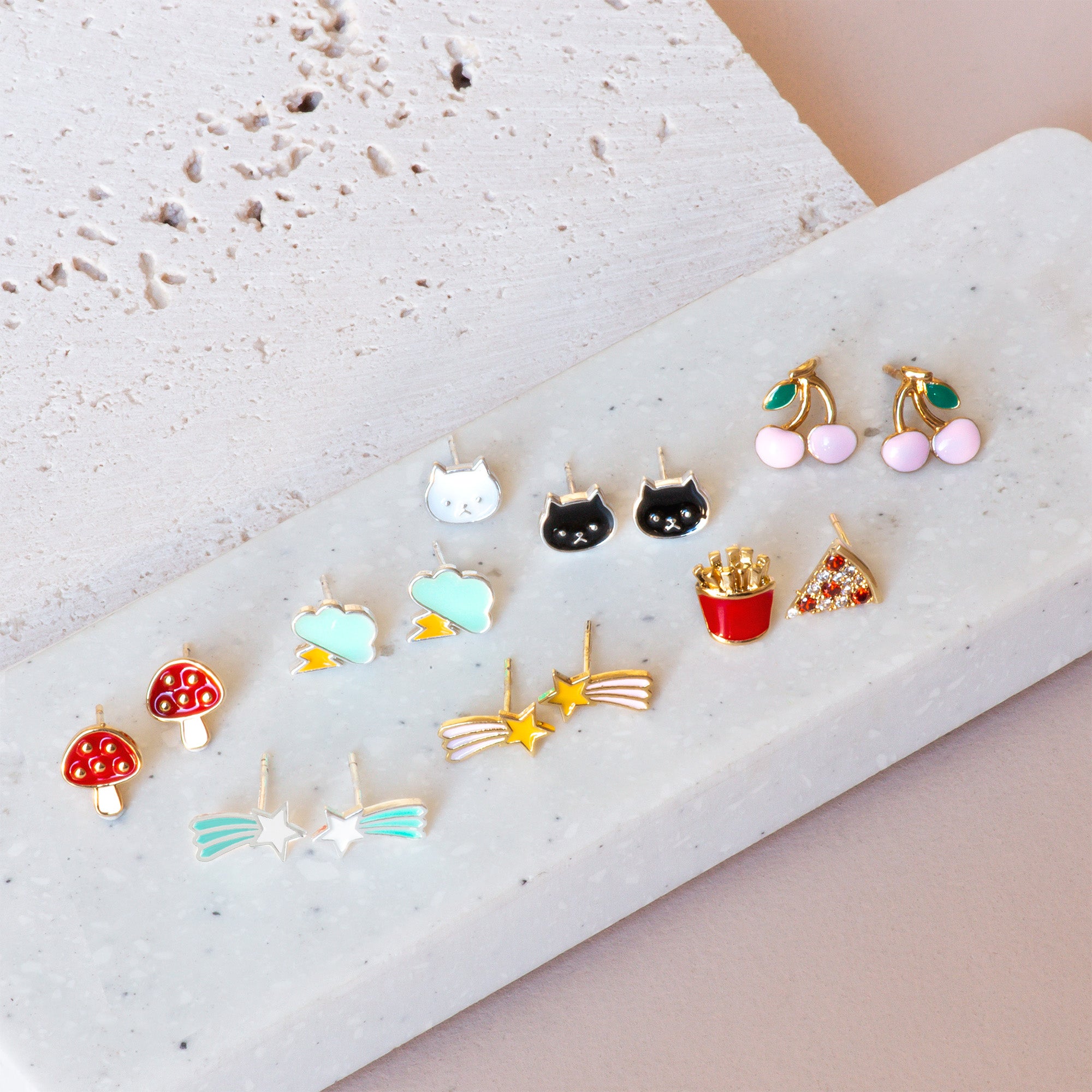 Earring Epoxy Mushroom Red