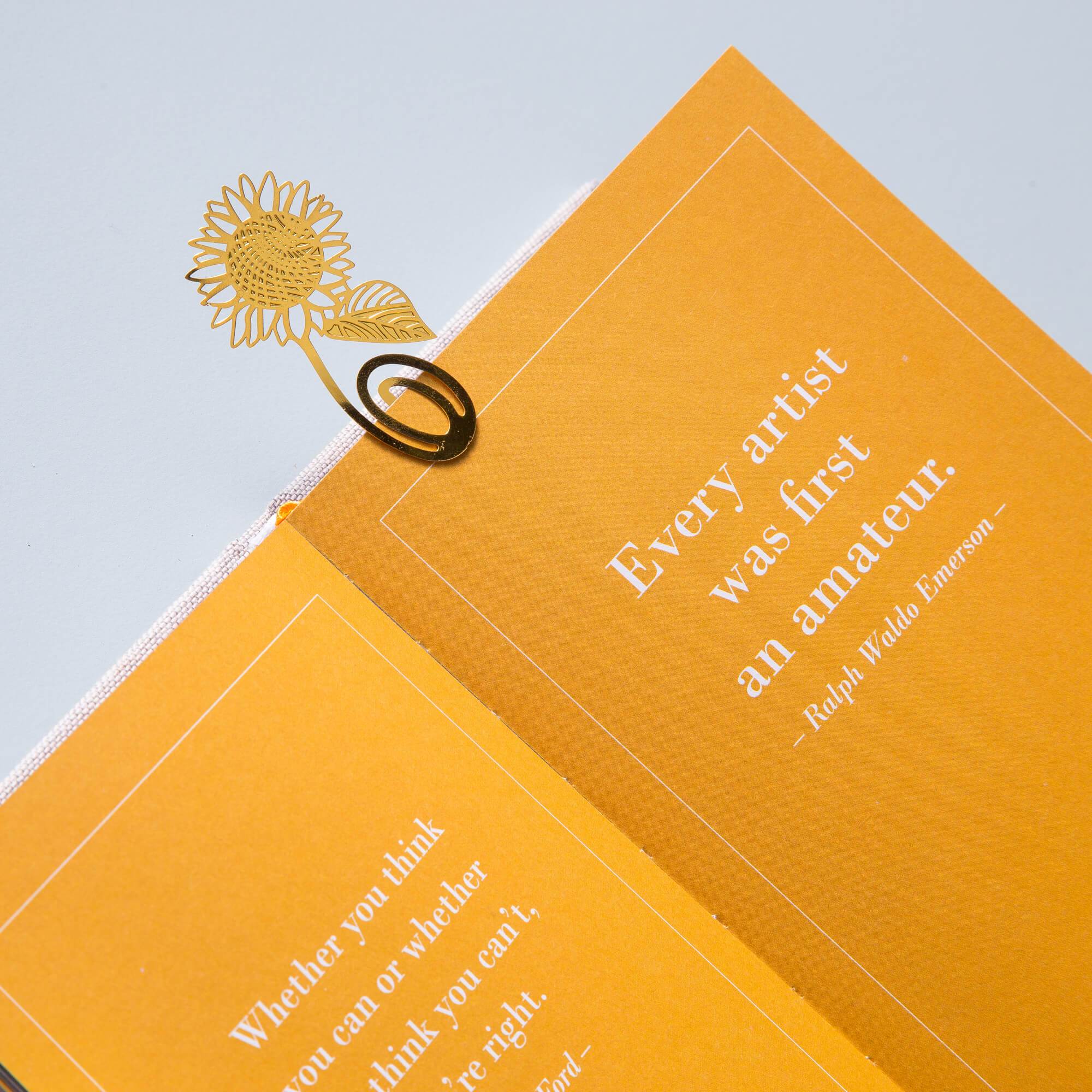 Gold Bookmarks Floral and Fauna Sunflower