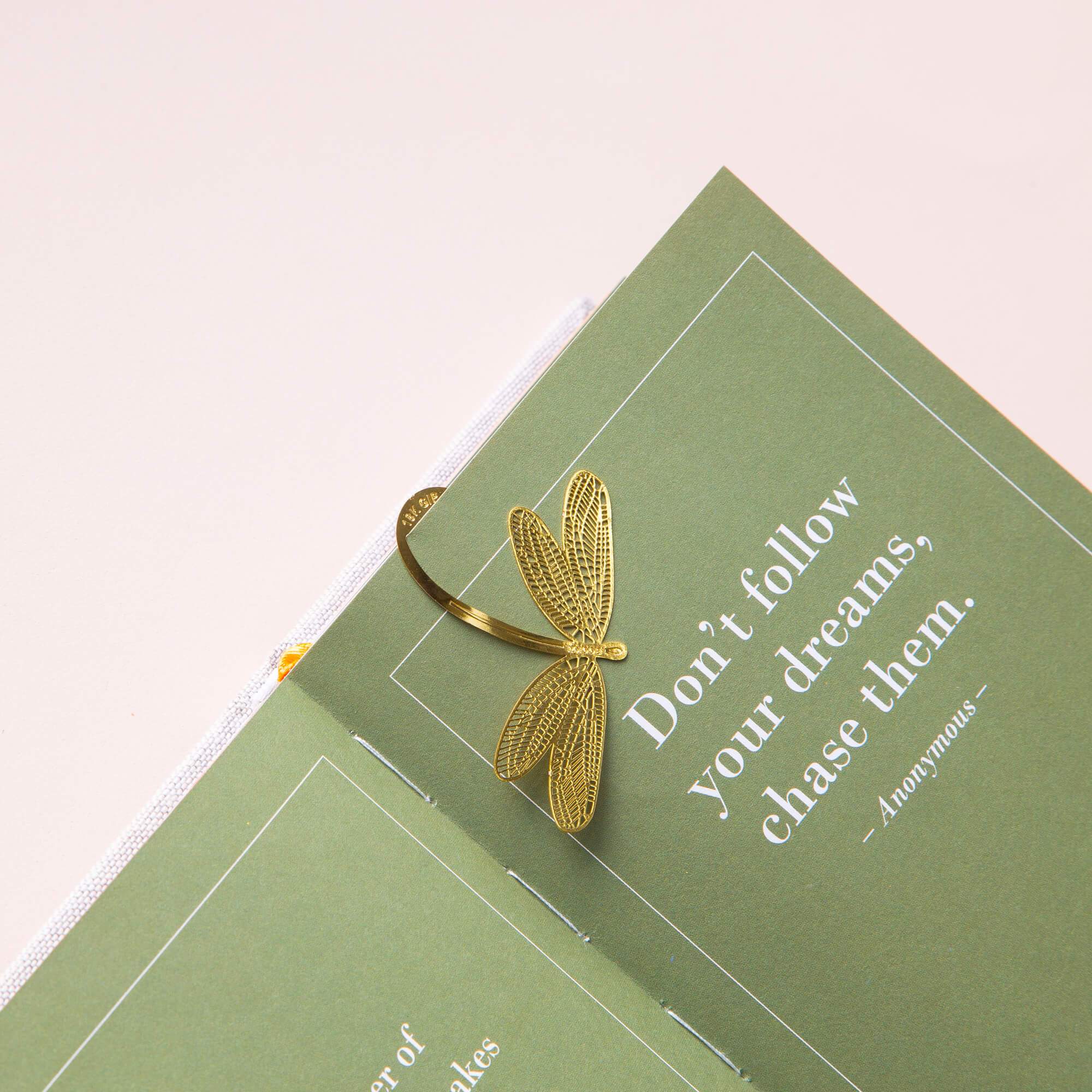 Gold Bookmarks Floral and Fauna Dragonfly