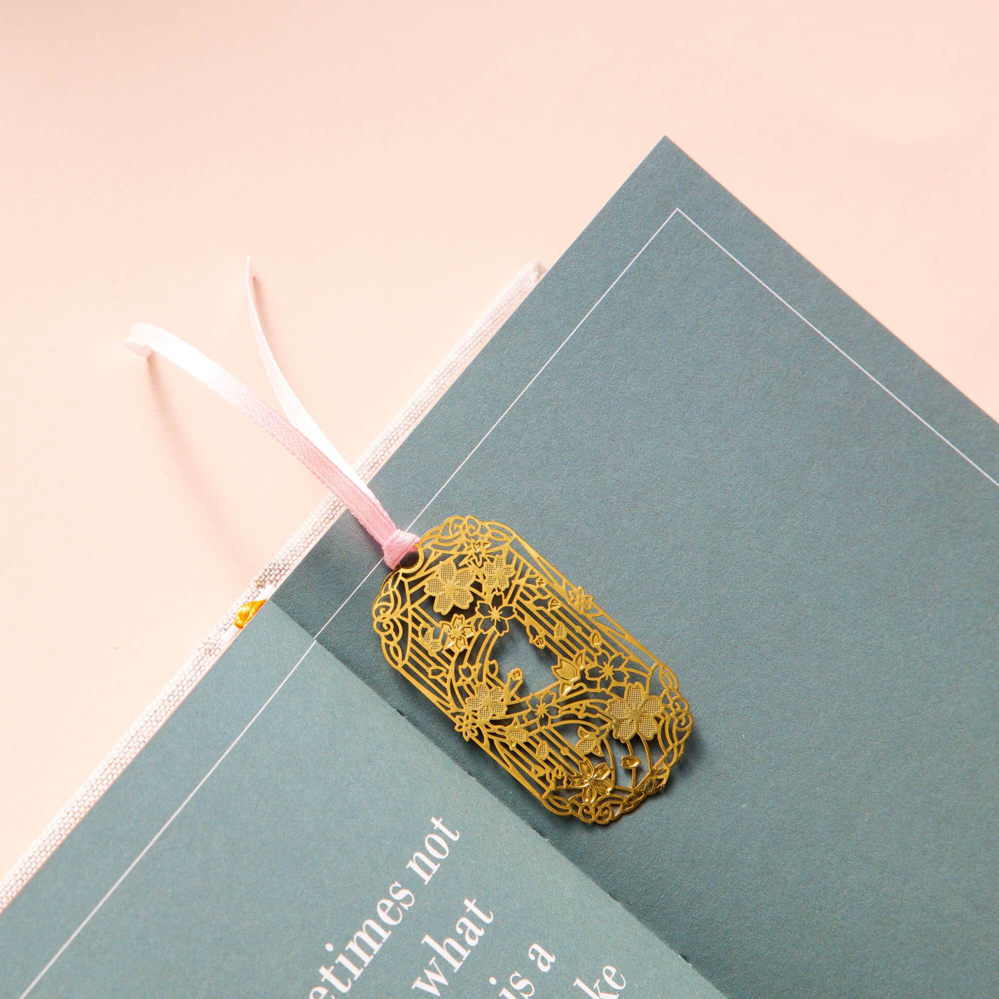 Gold Bookmarks Blossoms Rectangle