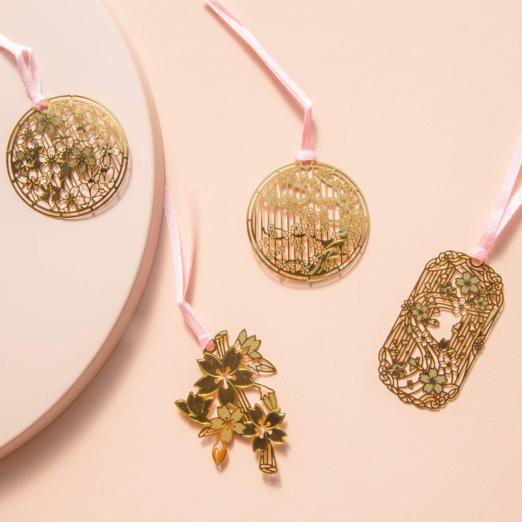 Gold Bookmarks Blossoms Rectangle