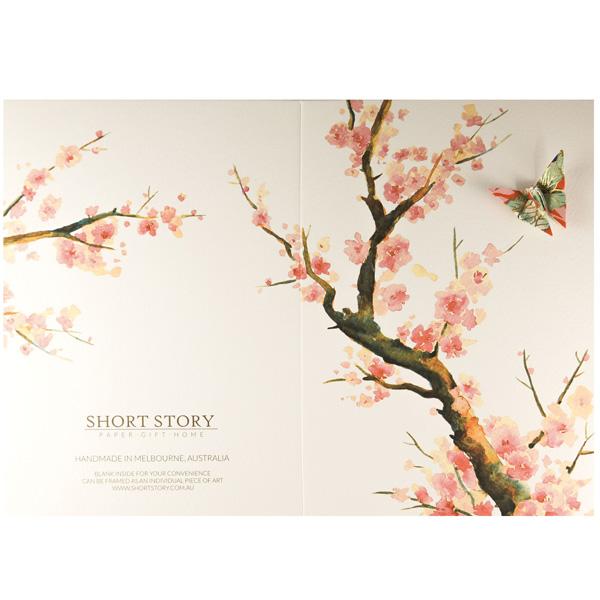 Card Watercolour Sakura Tree Pink