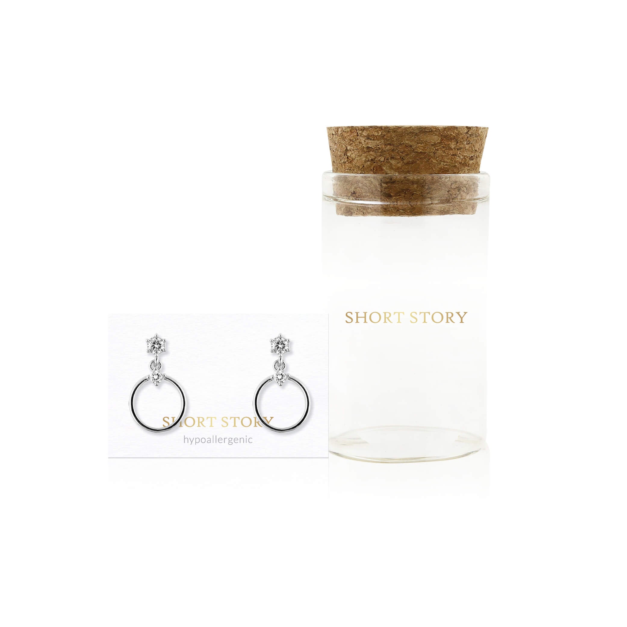 Drop Earring Diamante Simple Ring