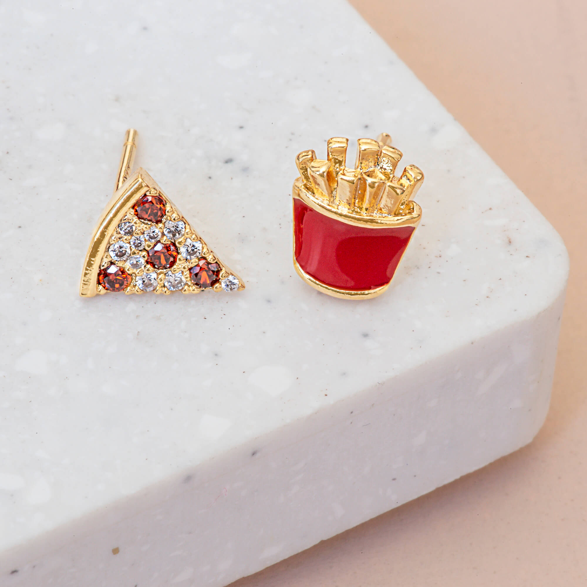 Earring Diamante Pizza and Fries