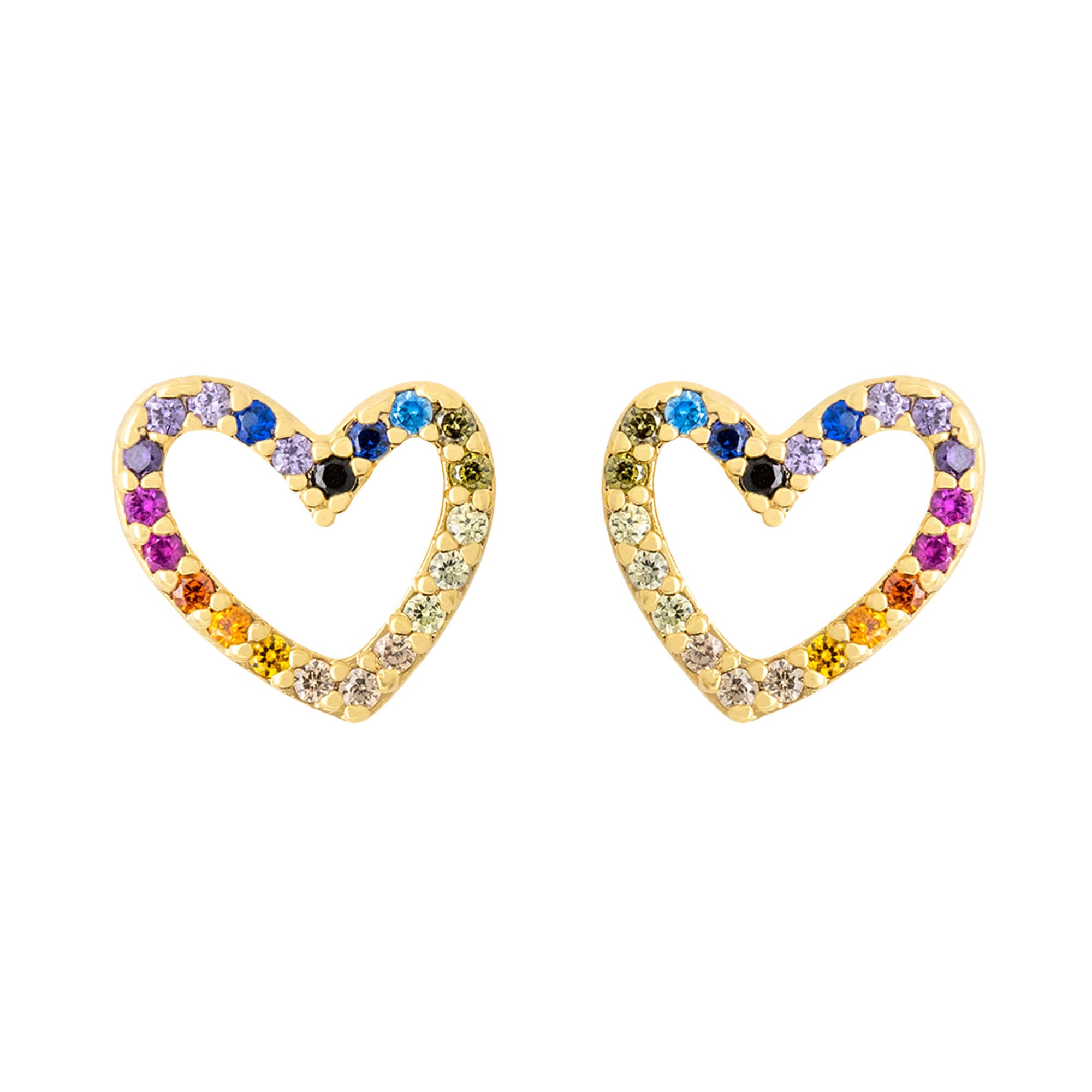 Earring Diamante Heart Stencil Multi