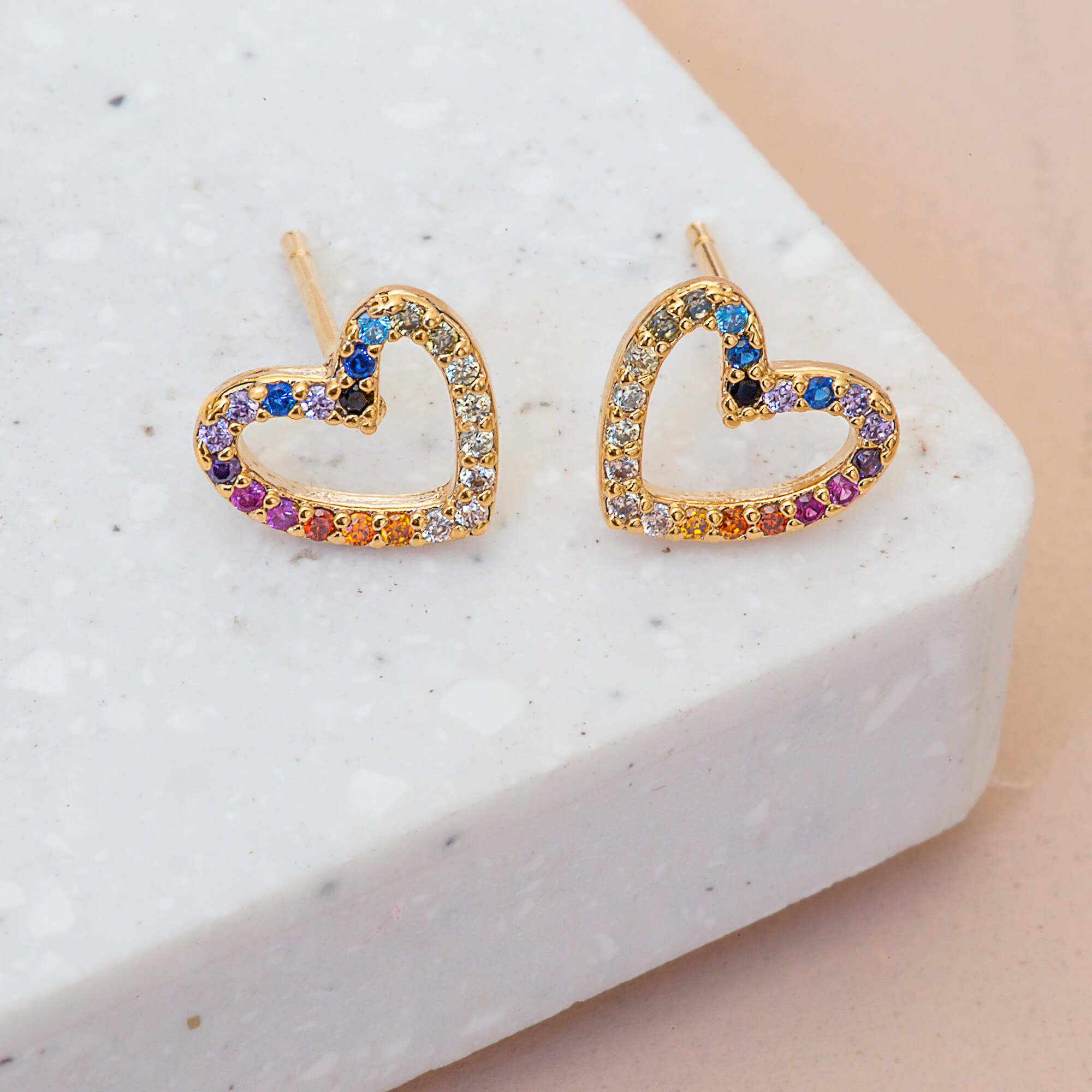 Earring Diamante Heart Stencil Multi