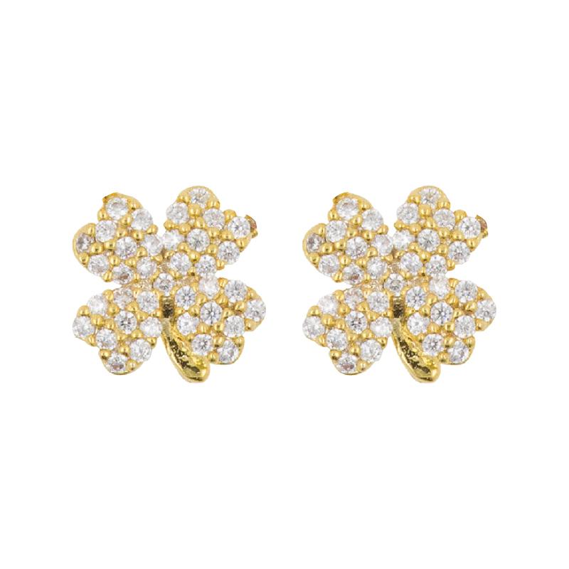 Earring Diamante 4 Leaf Clover