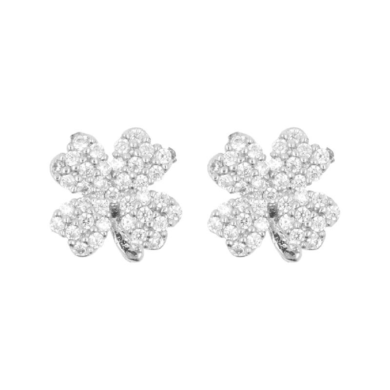 Earring Diamante 4 Leaf Clover