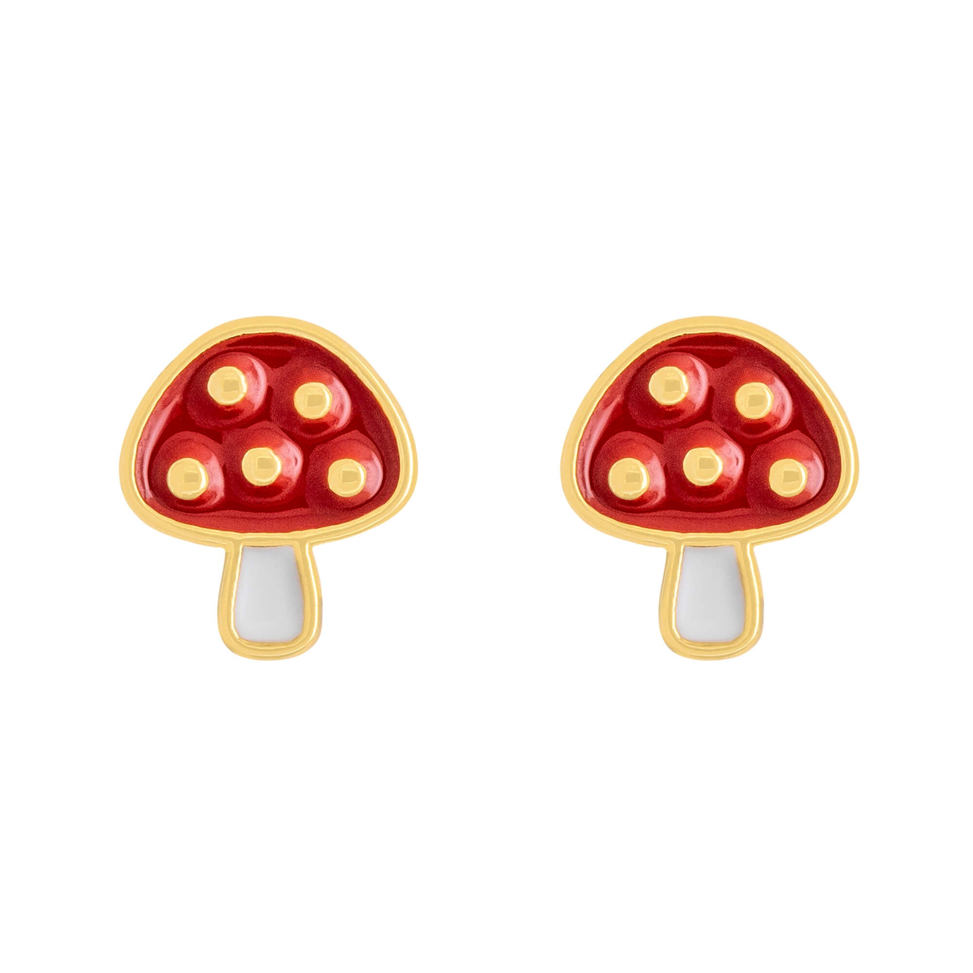Earring Epoxy Mushroom Red