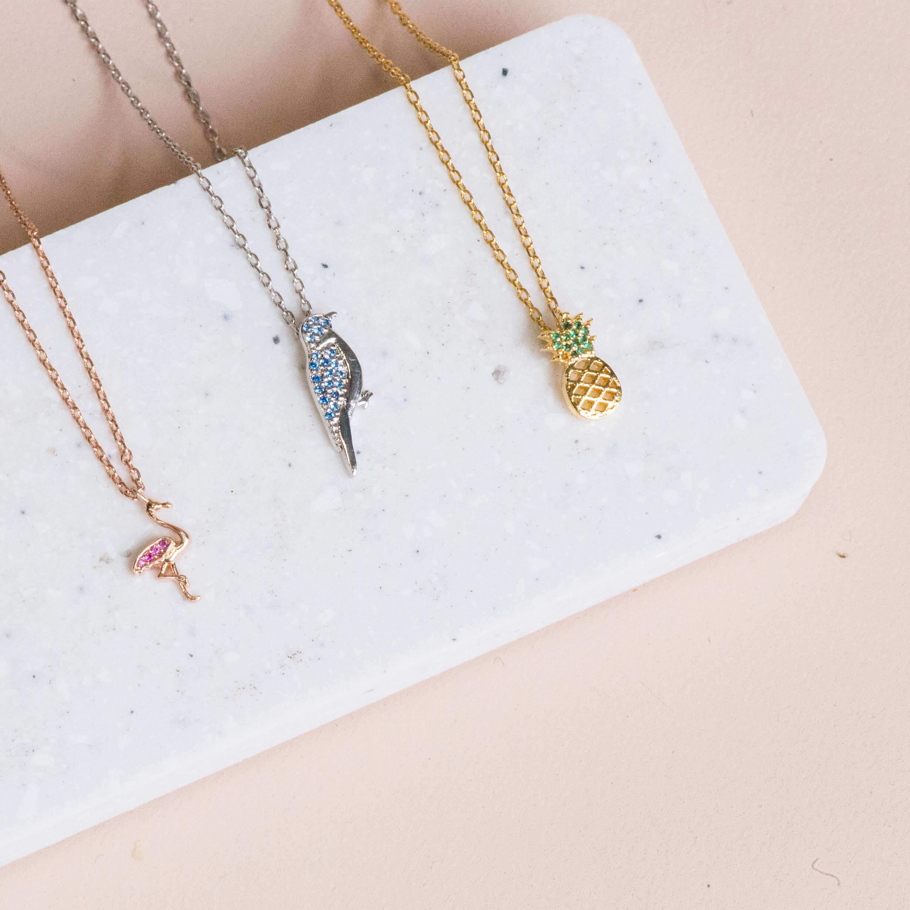 Necklace Diamante Flamingo Pink