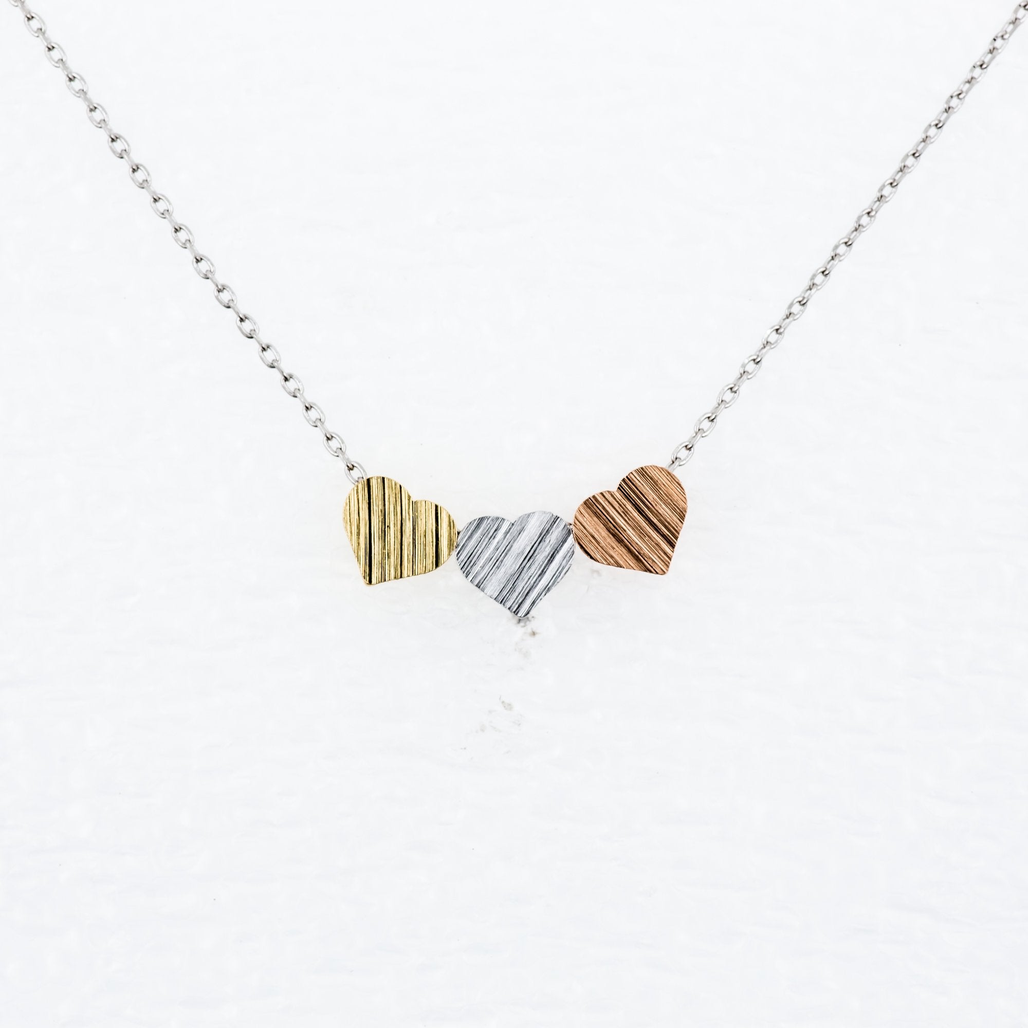 Necklace Trio Solid Heart Silver