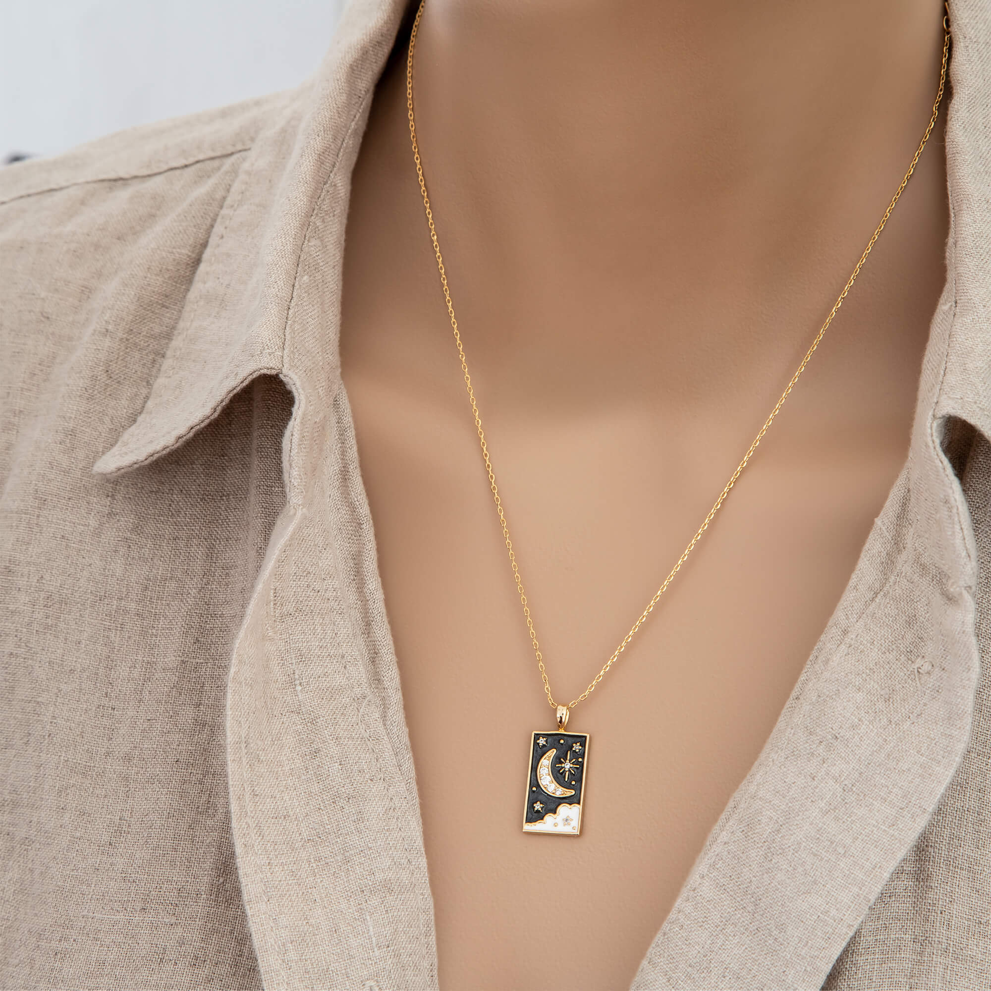 Necklace Epoxy Tarot Moon