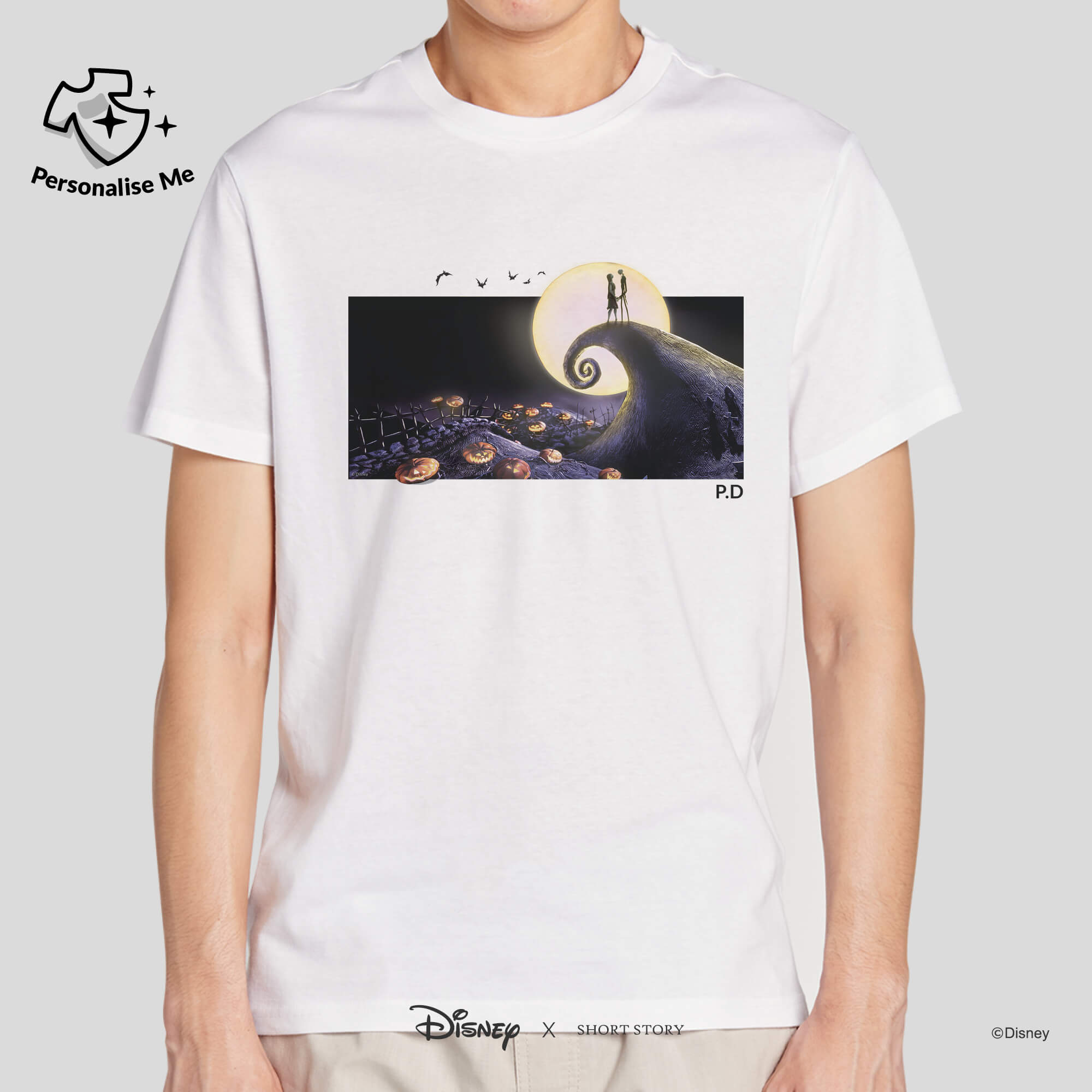 T-Shirt Print Nightmare Before Christmas Jack & Sally Under the Moonlight