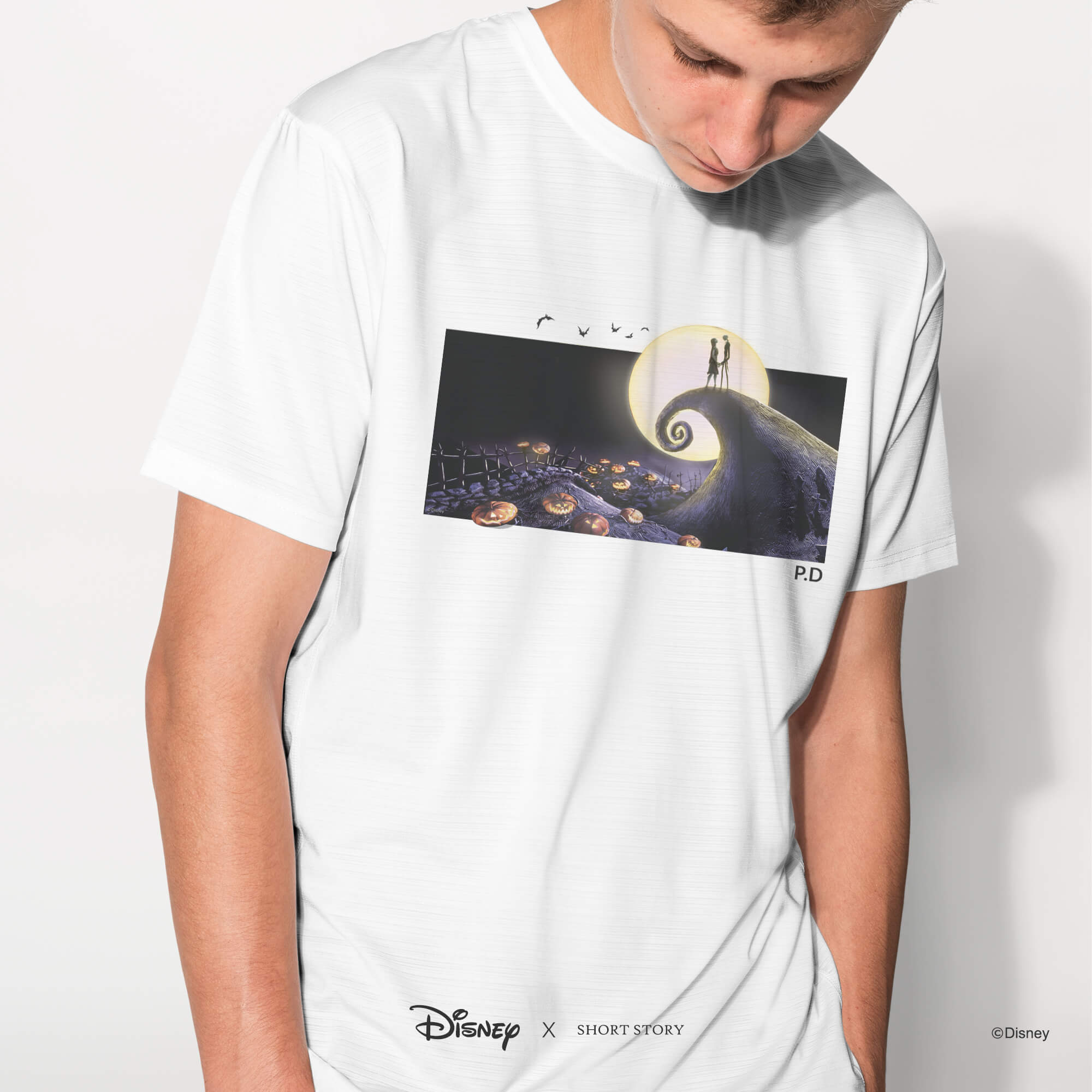 T-Shirt Print Nightmare Before Christmas Jack & Sally Under the Moonlight