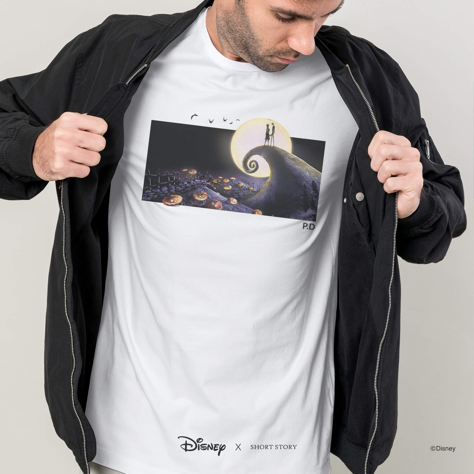 T-Shirt Print Nightmare Before Christmas Jack & Sally Under the Moonlight