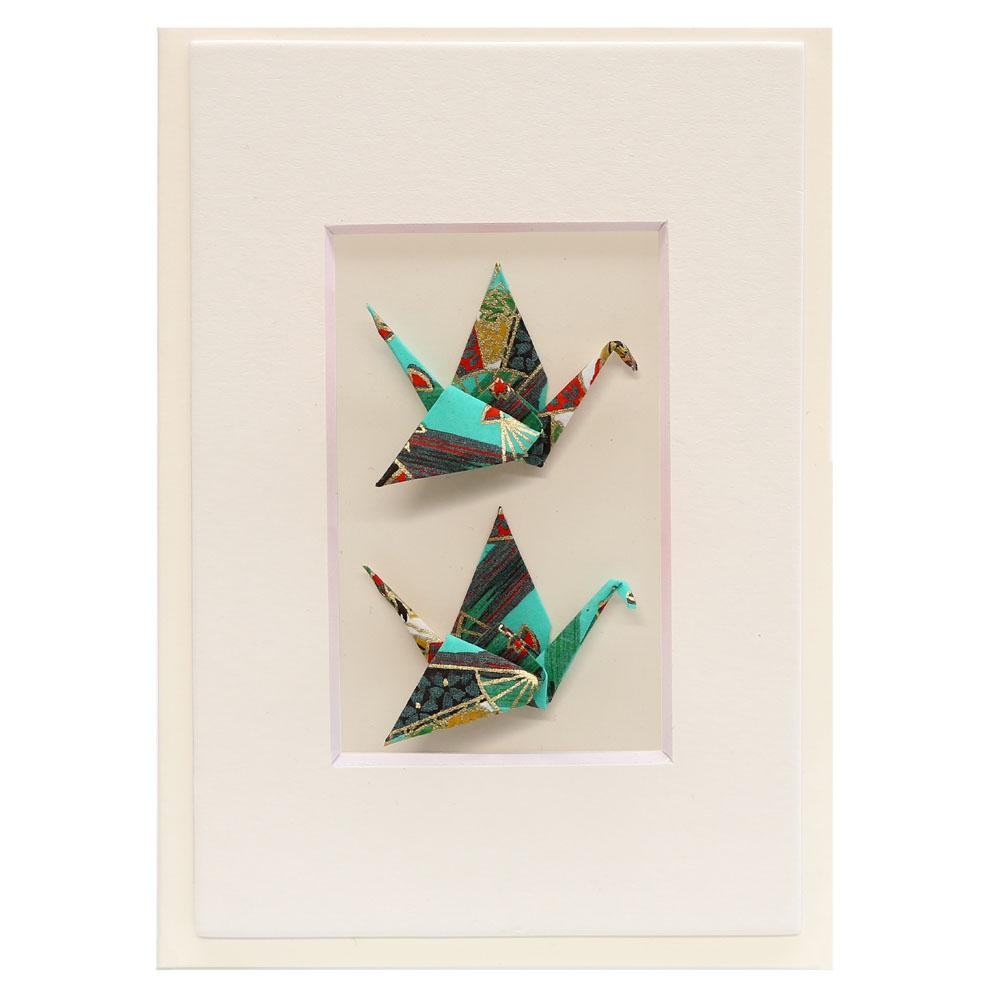 Card Twin Crane Fans Aqua