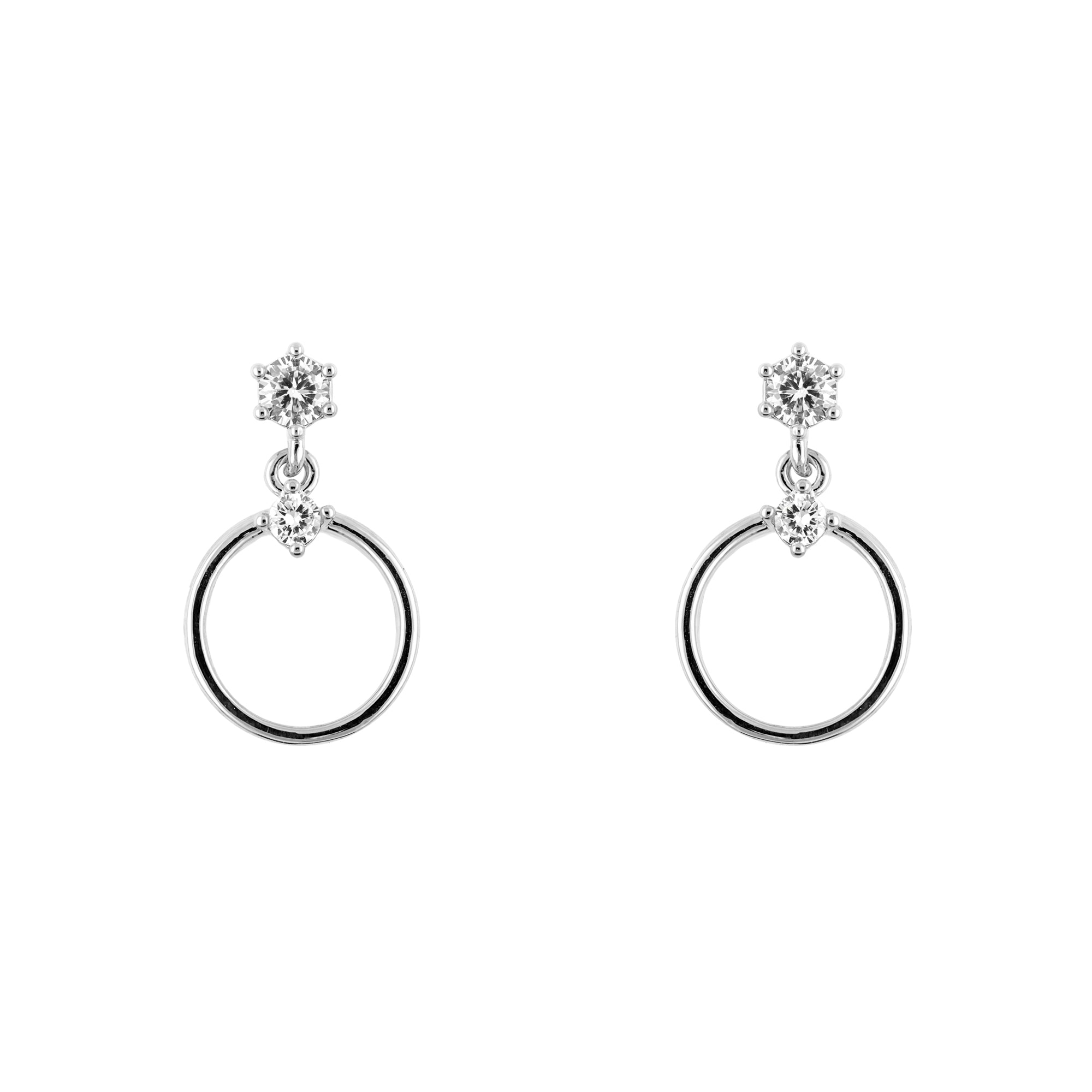Drop Earring Diamante Simple Ring