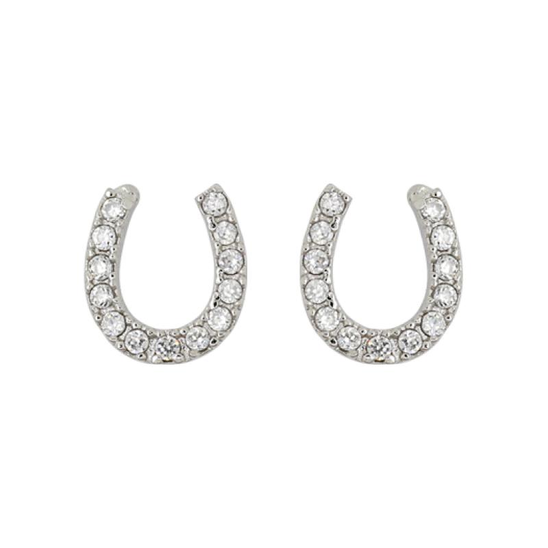 Diamond horseshoe earrings white on sale gold