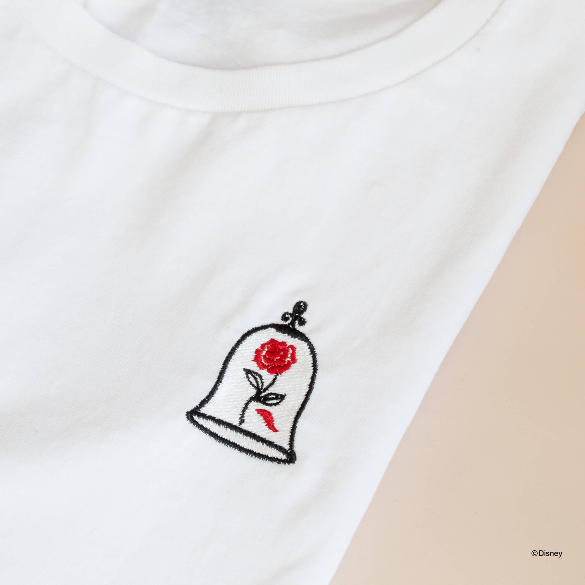 T-Shirt Embroidery Beauty and the Beast Enchanted Rose