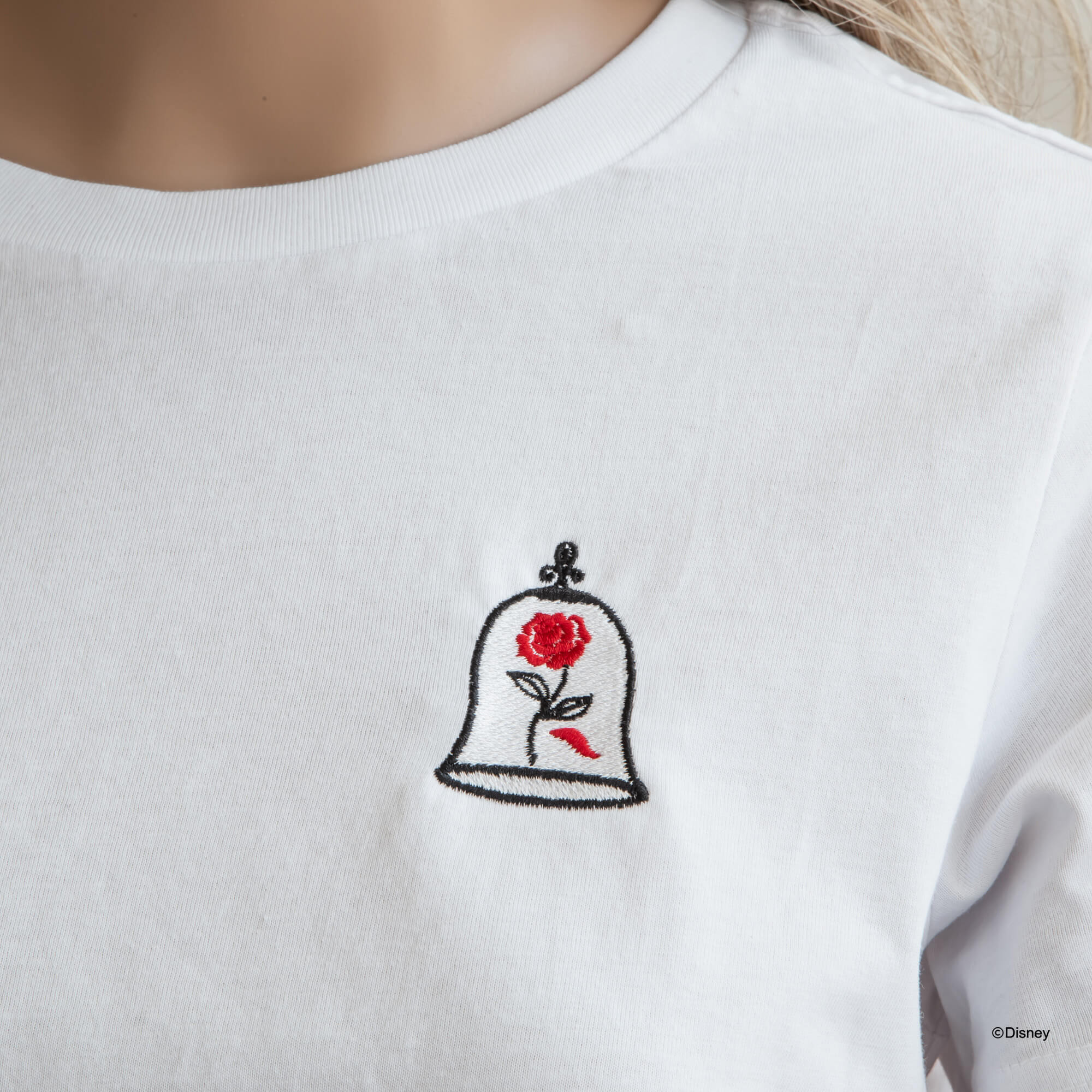T-Shirt Embroidery Beauty and the Beast Enchanted Rose