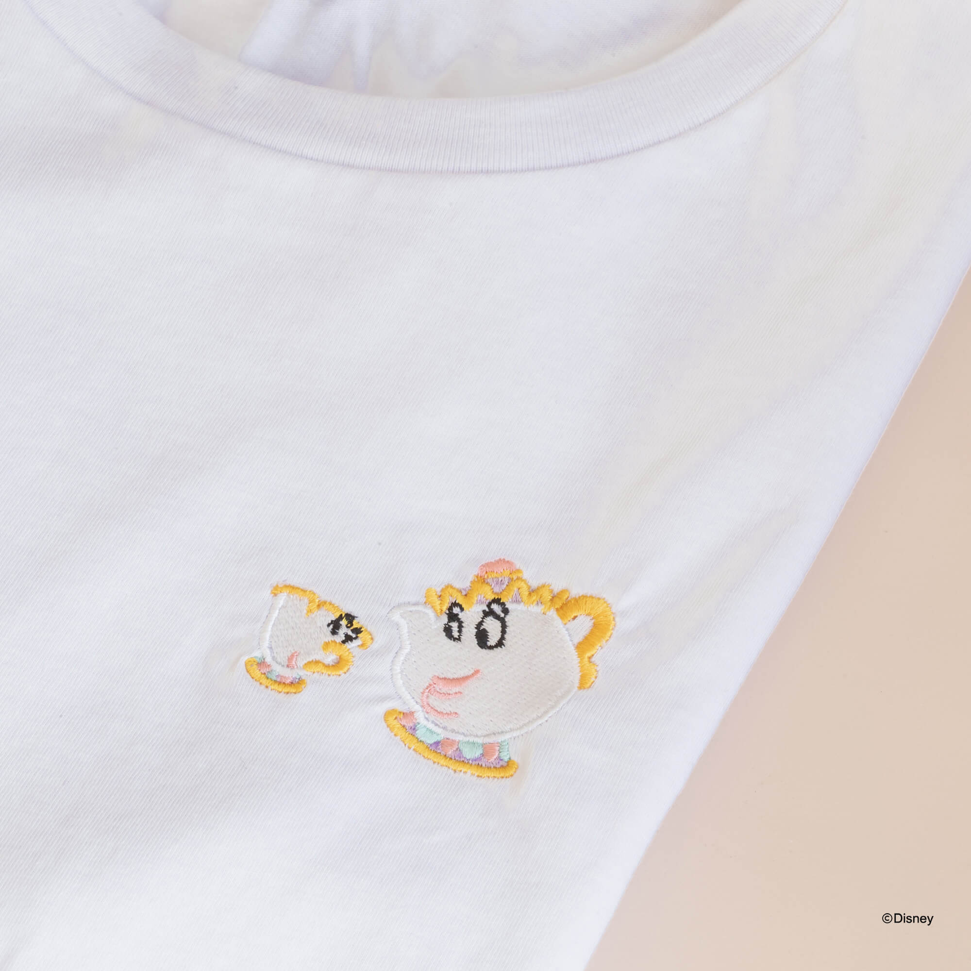 T-Shirt Embroidery Beauty and the Beast Mrs Potts and Chip