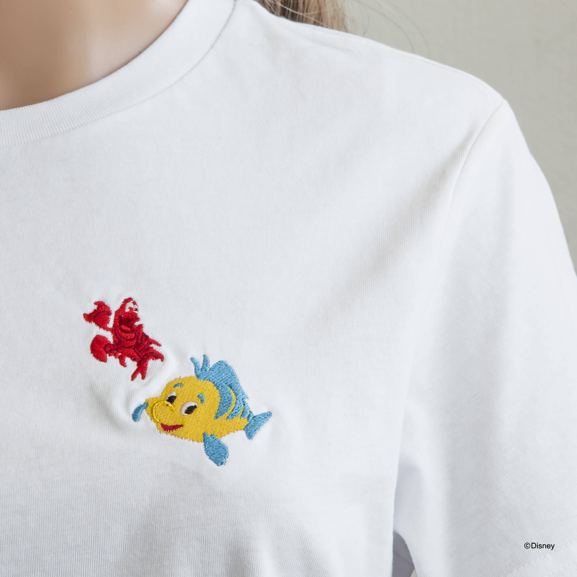 T-Shirt Embroidery Little Mermaid Sebastian & Flounder