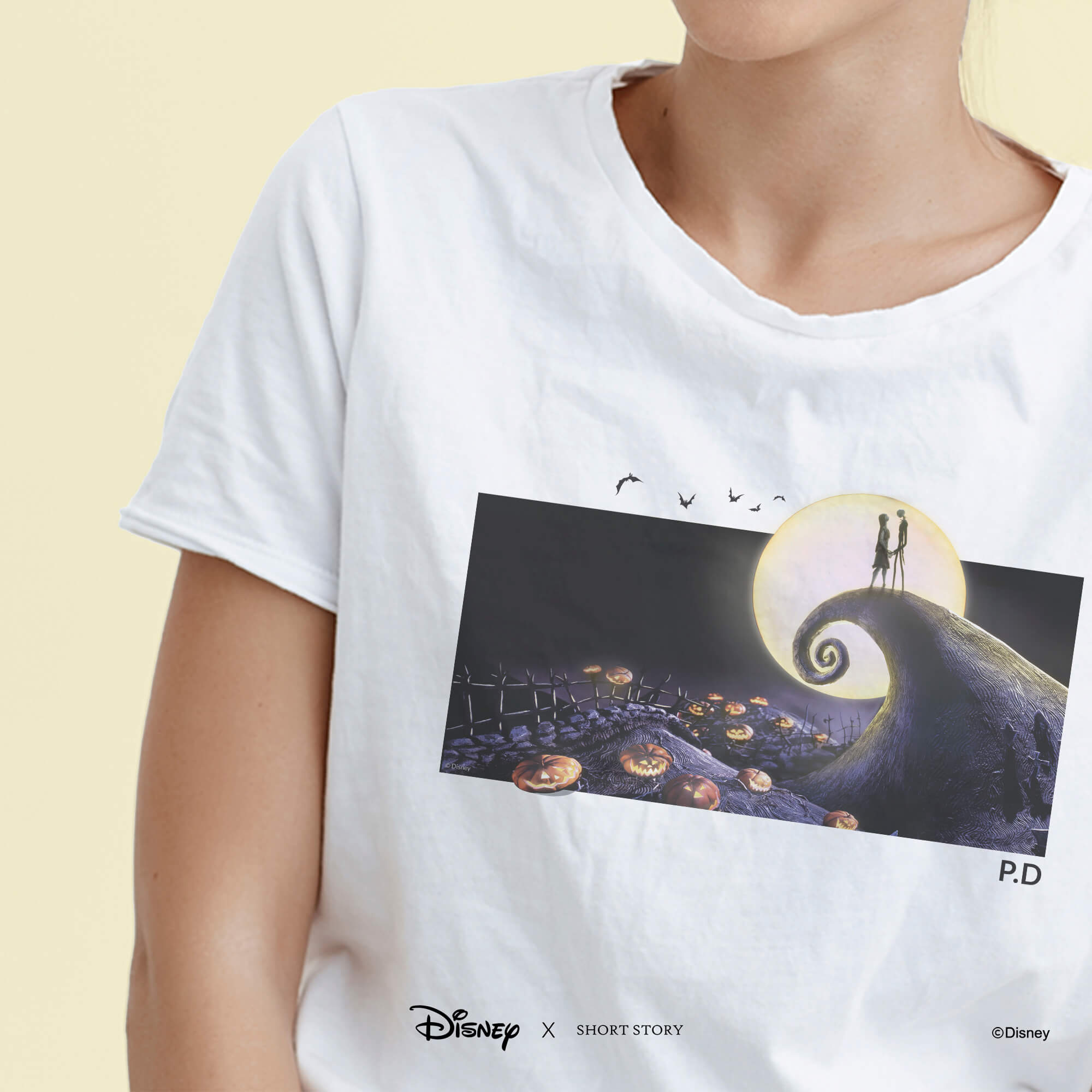T-Shirt Print Nightmare Before Christmas Jack & Sally Under the Moonlight