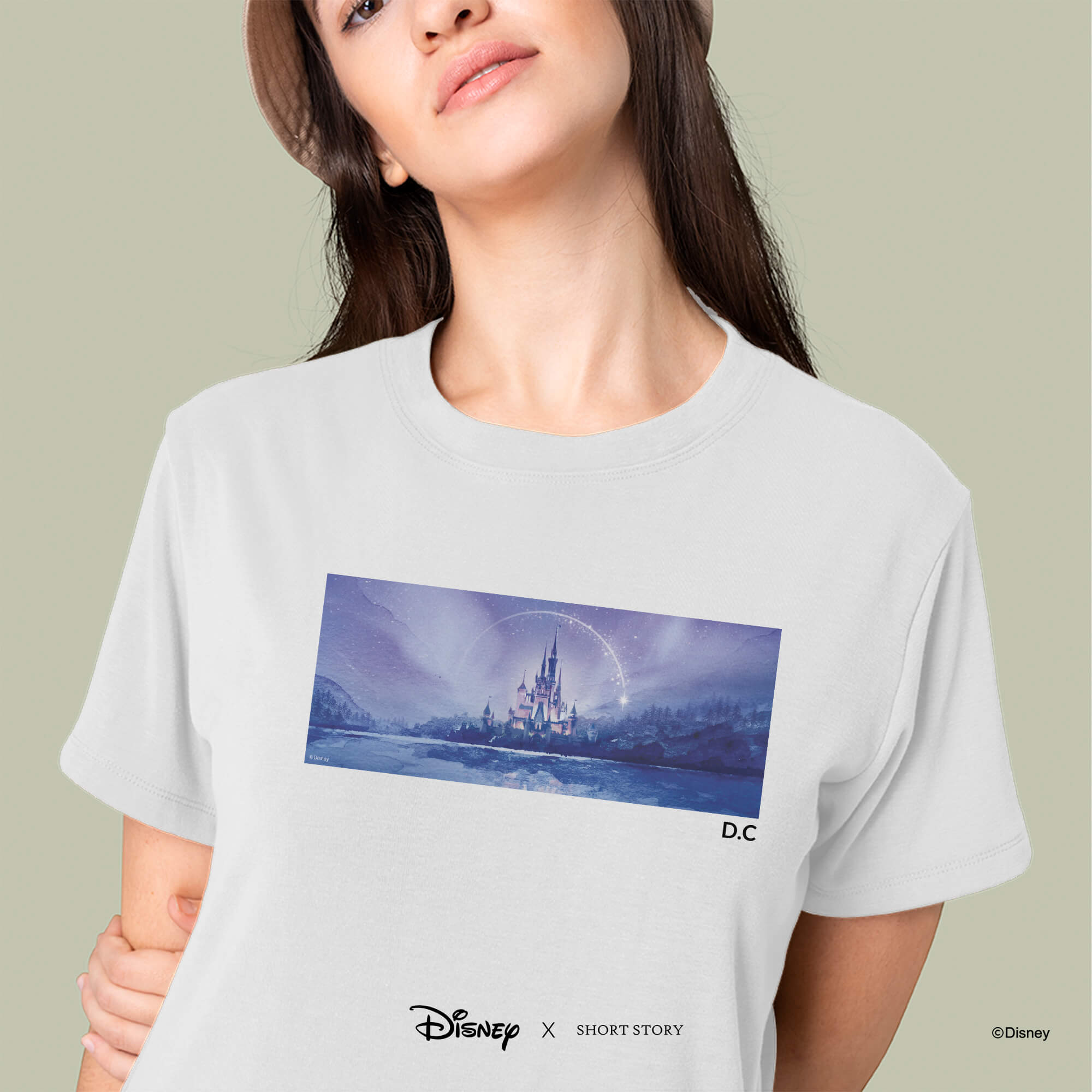 T-Shirt Print Disney Castle Night Scene