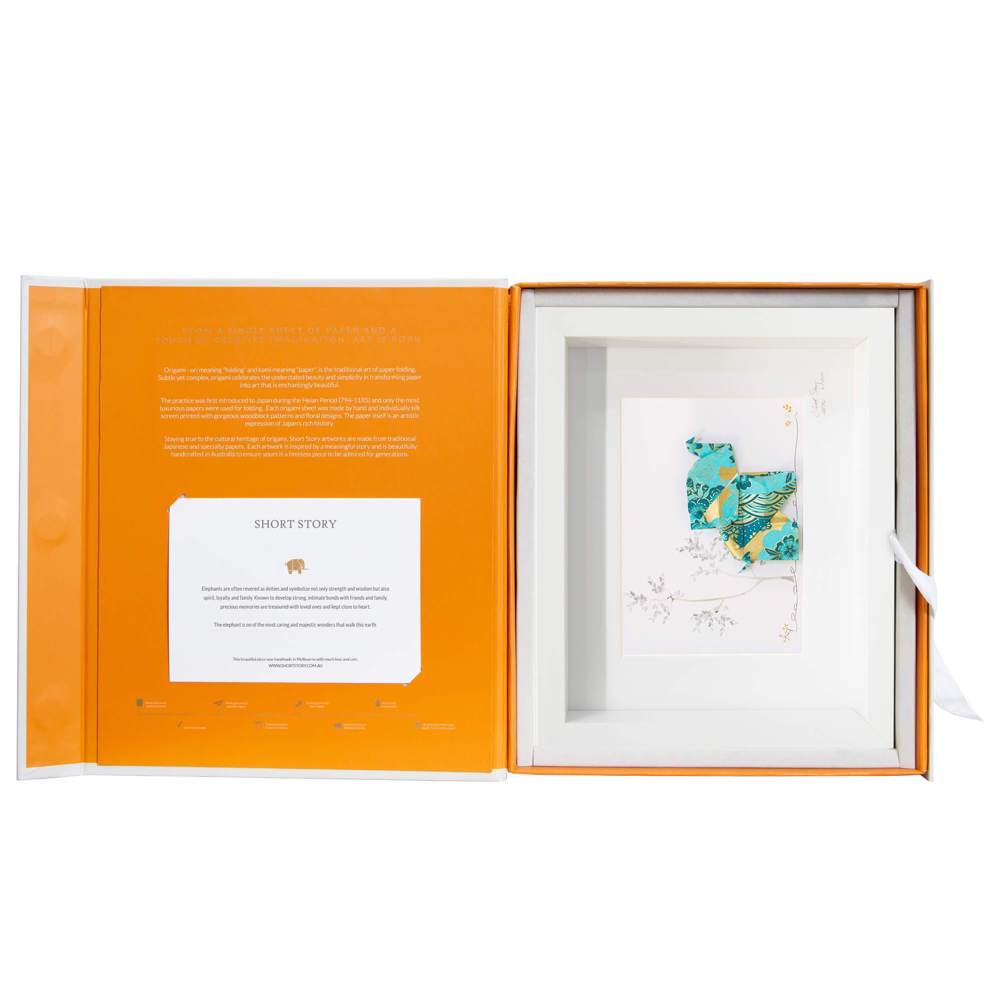 Small White Frame Happy Elephant Blue