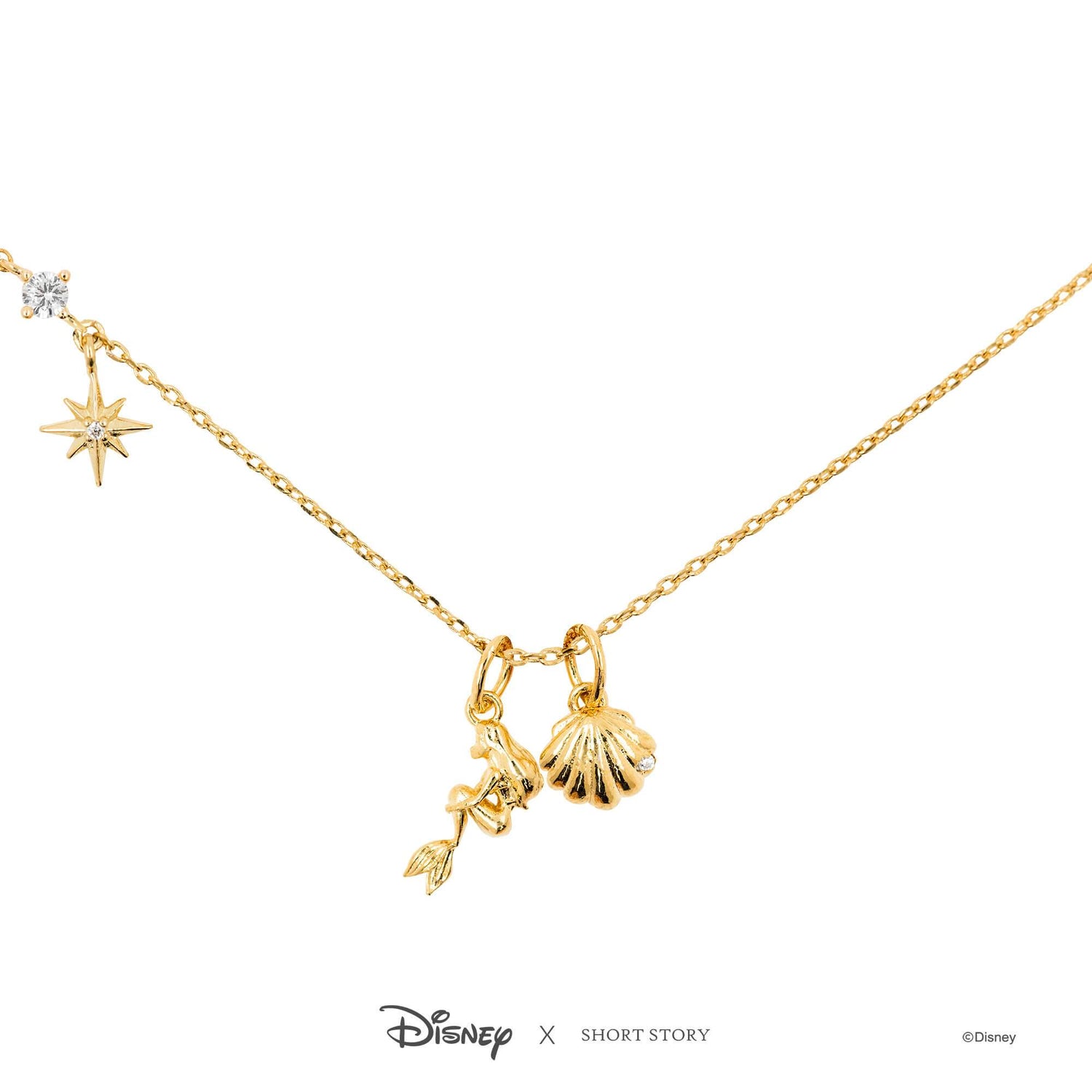 Disney Necklace Charm Diamante Clam