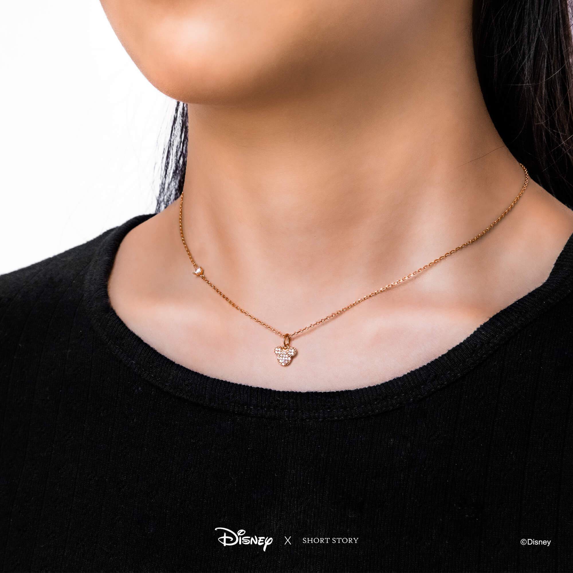 Disney Necklace Charm Diamante Mickey Ears