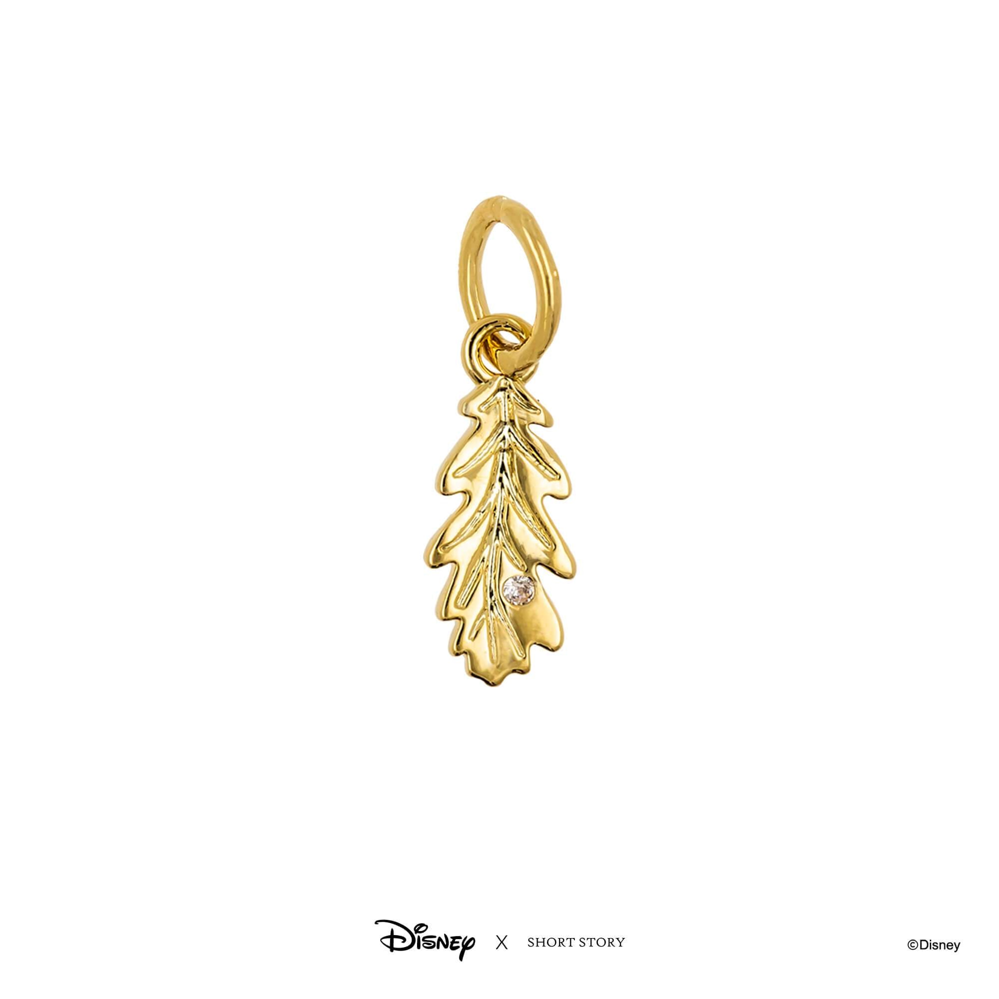 Disney Necklace Charm Diamante Thistle Leaf