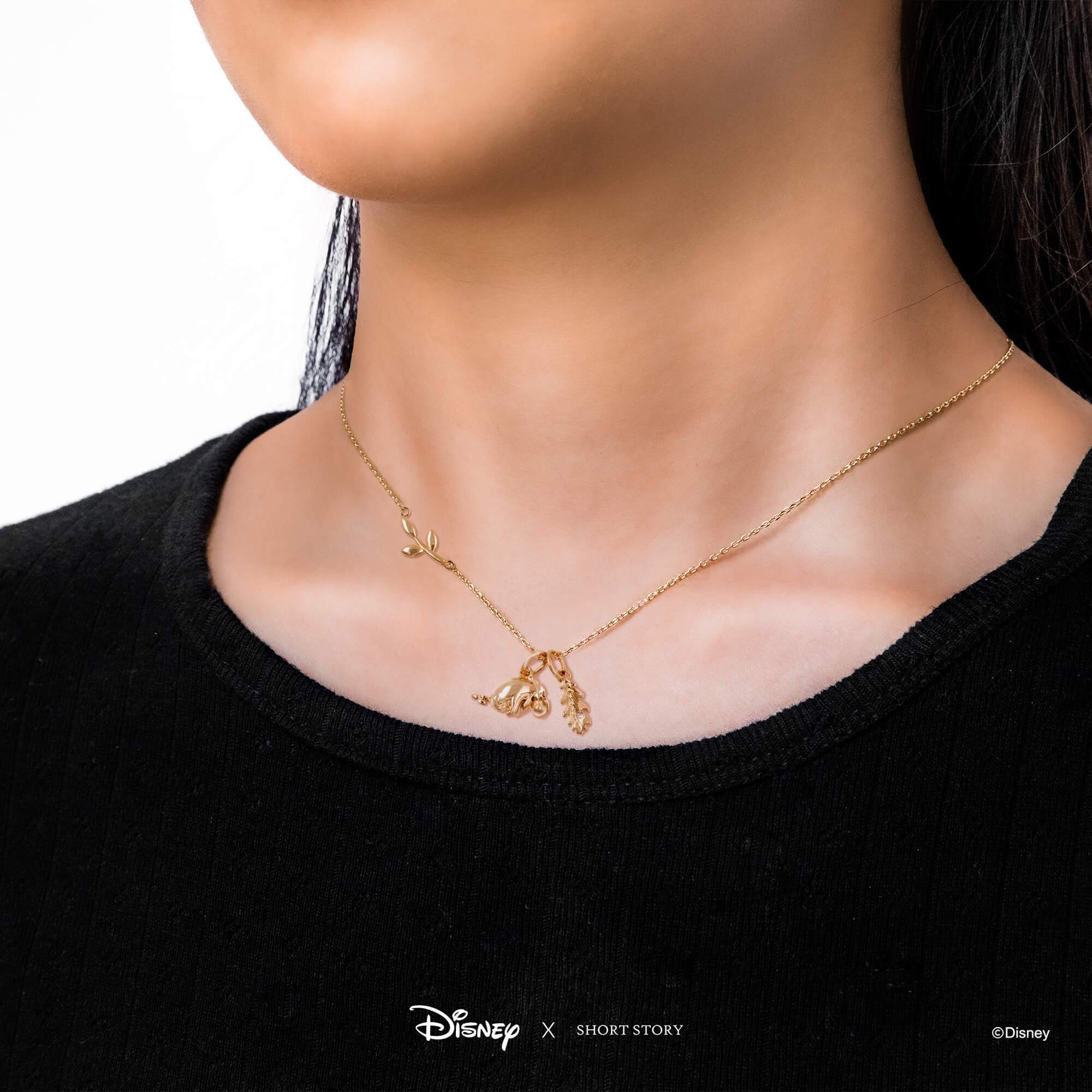 Disney Necklace Charm Diamante Thistle Leaf
