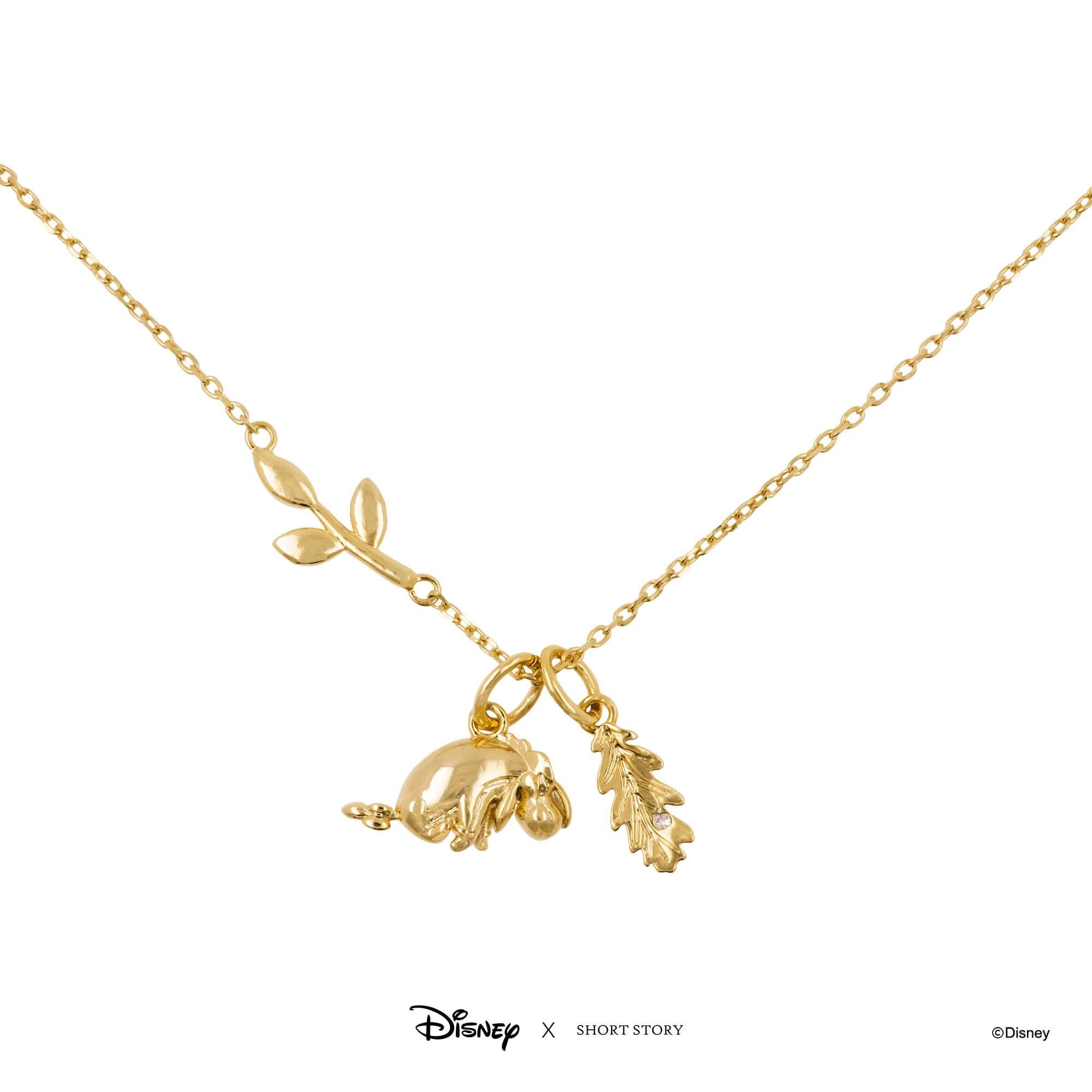 Disney Necklace Charm Diamante Thistle Leaf