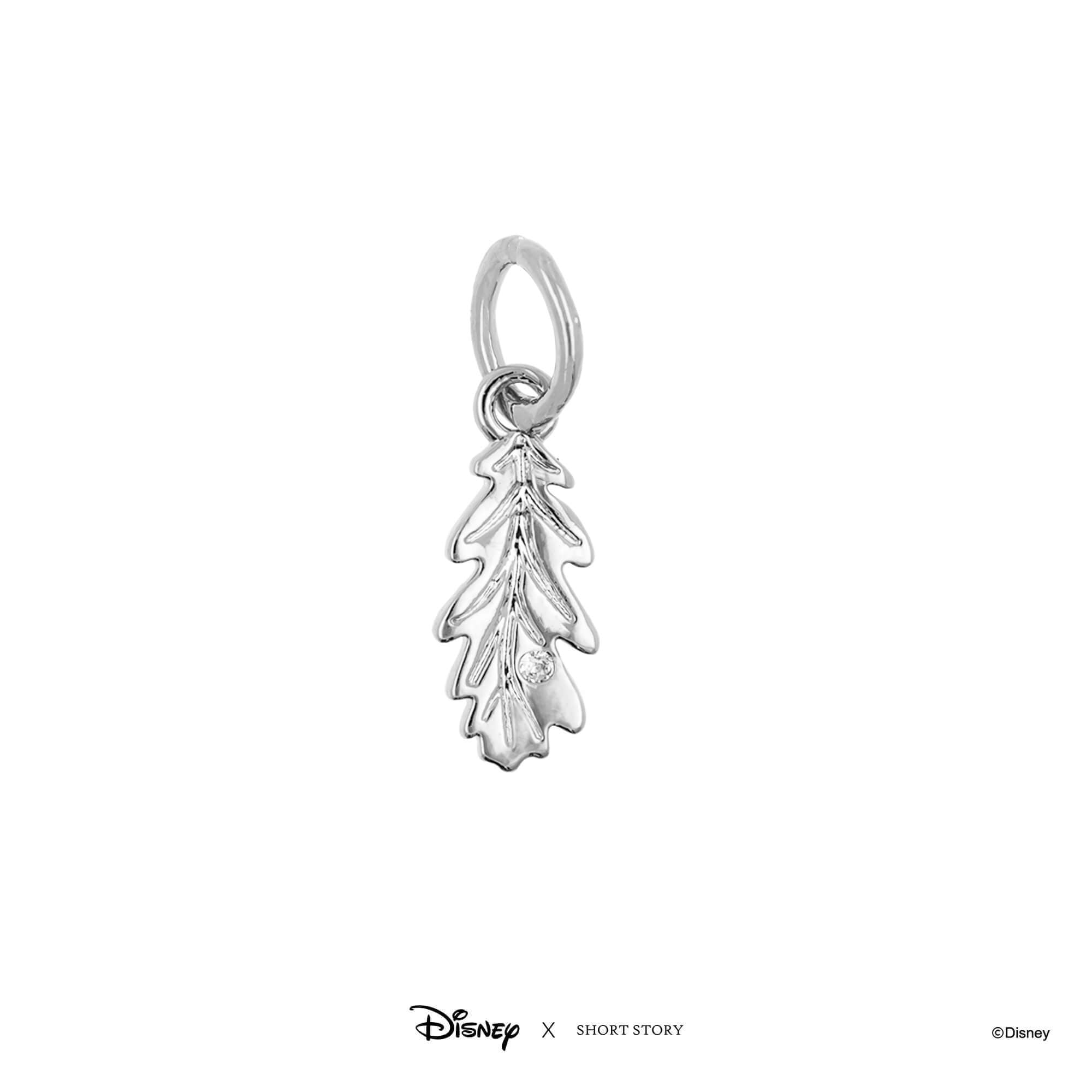 Disney Necklace Charm Diamante Thistle Leaf