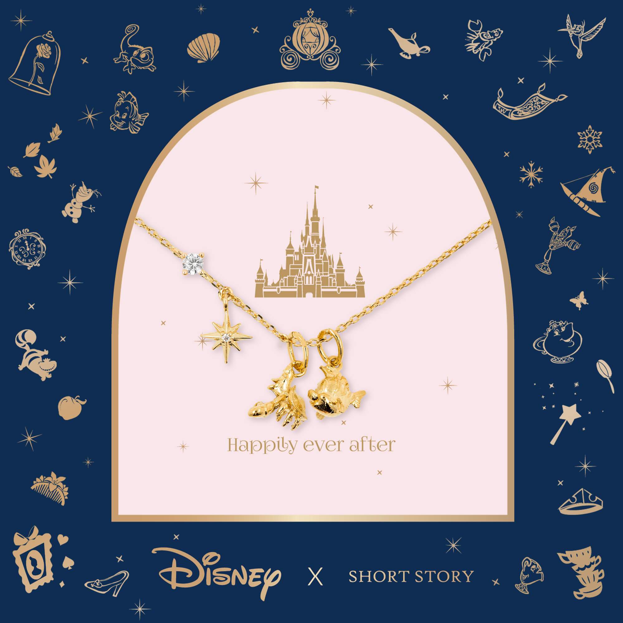 Disney Necklace Flounder and Sebastian