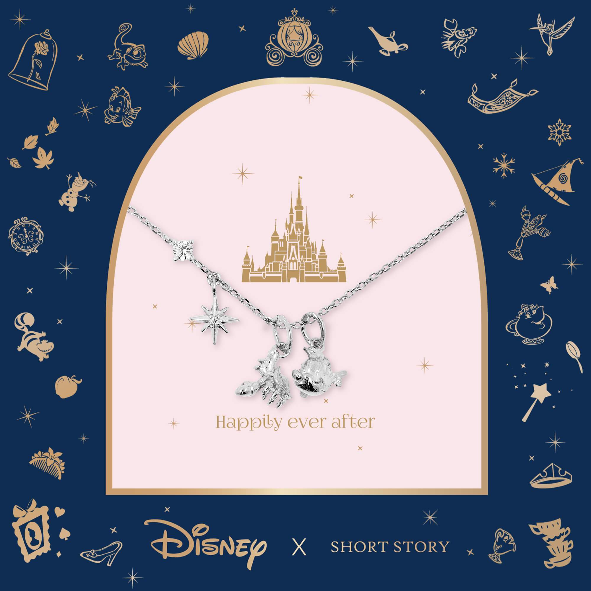 Disney Necklace Flounder and Sebastian