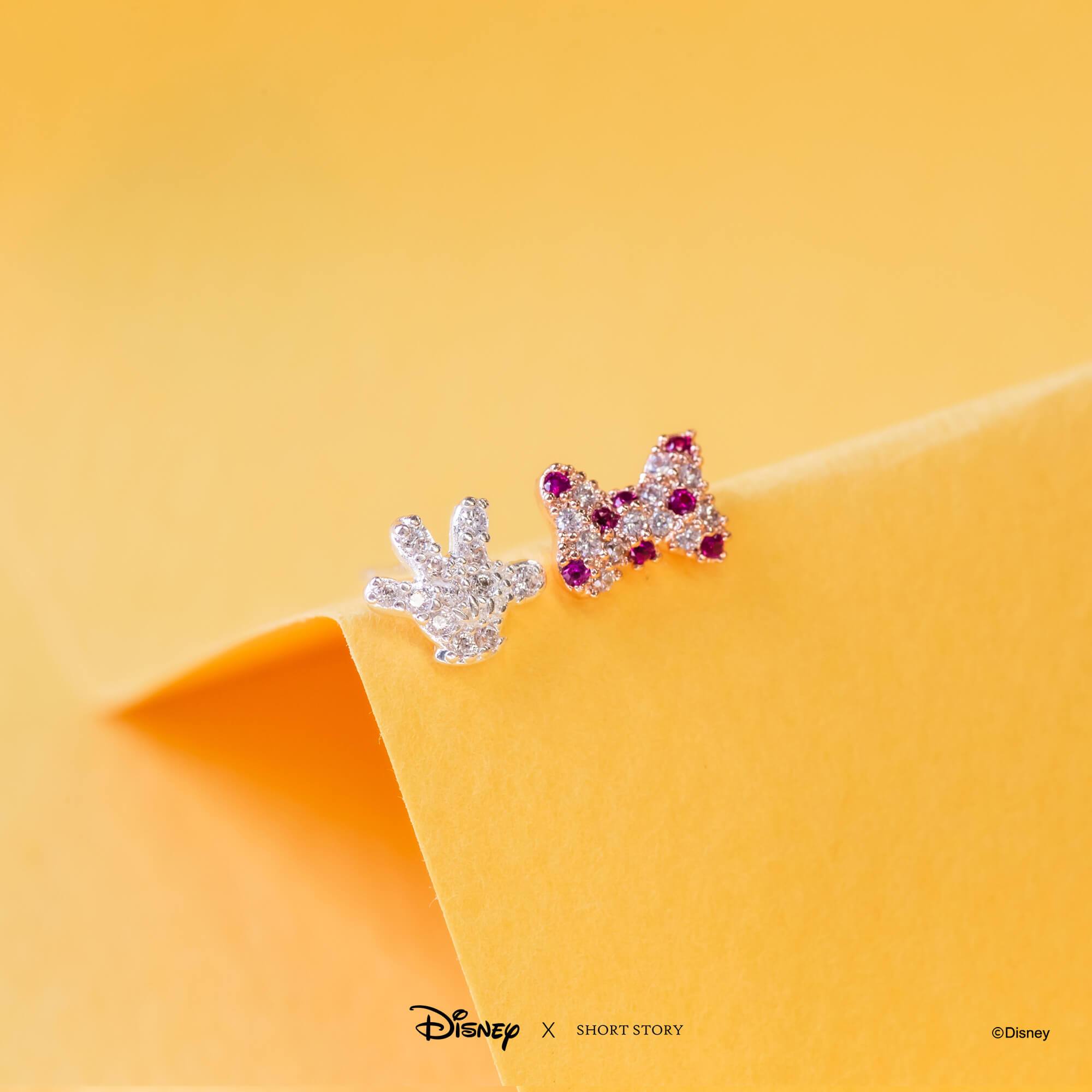 Disney Earring Diamante Mickey Gloves & Bow