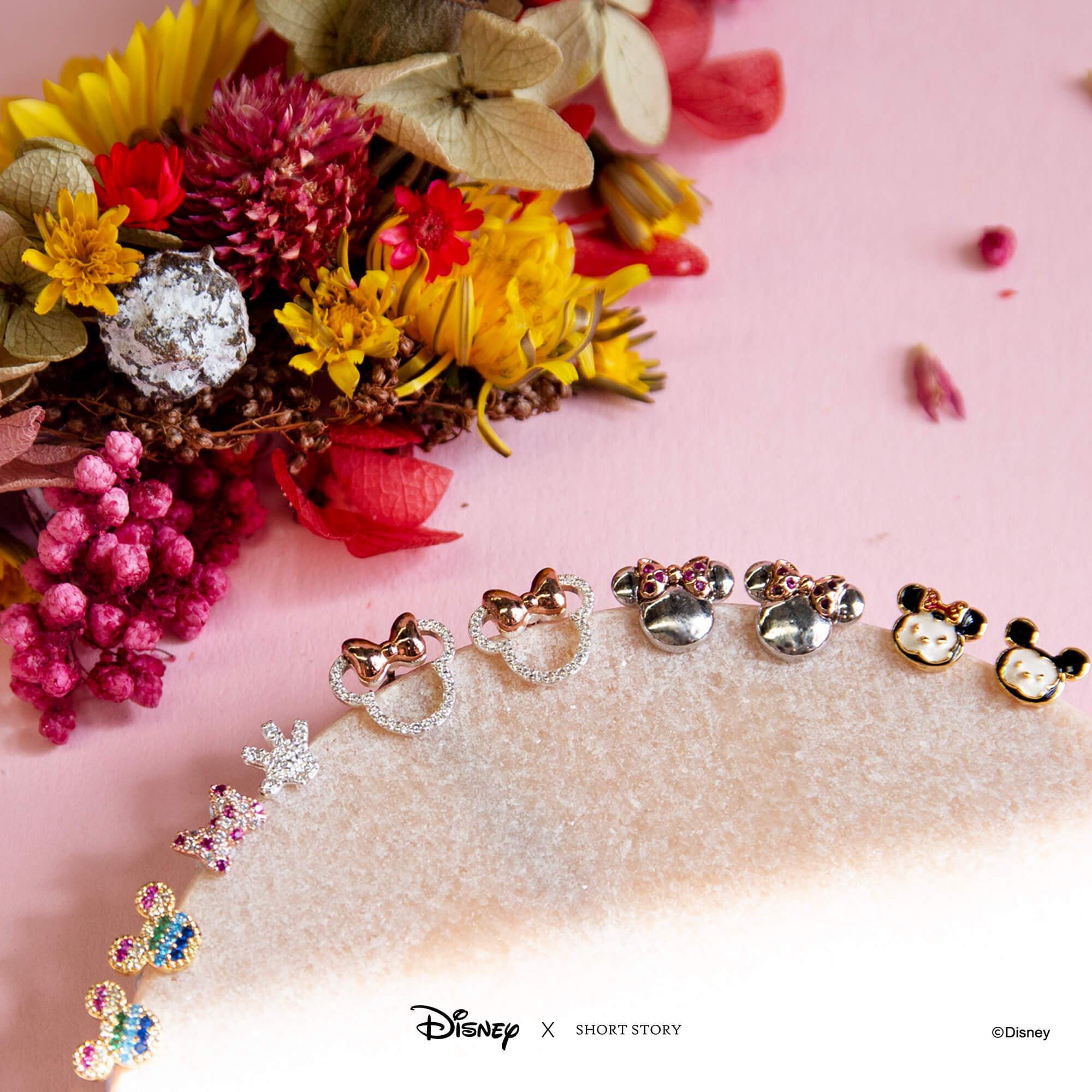 Disney Earring Diamante Mickey Gloves & Bow