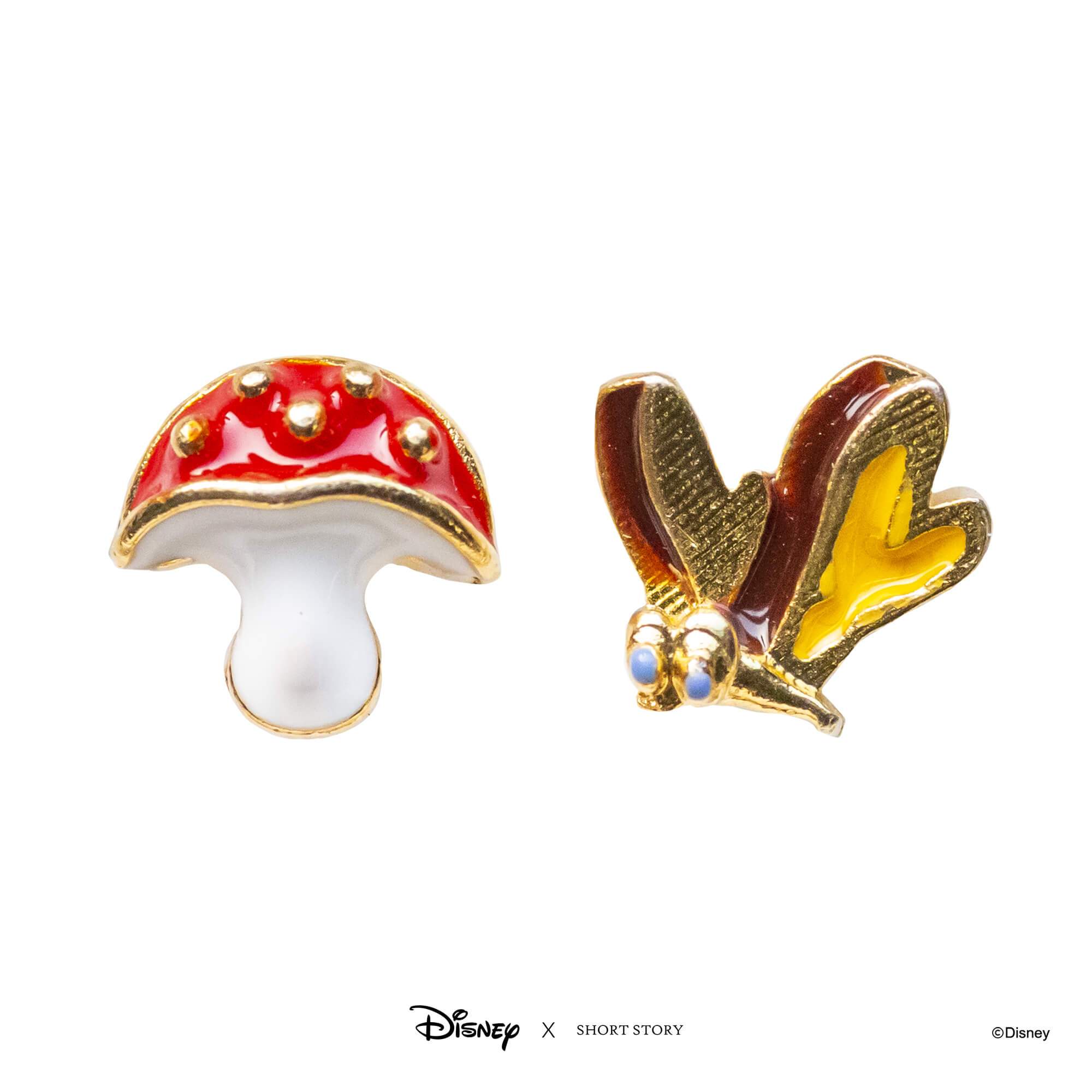 Disney Earring Epoxy Mushroom and Butterfly