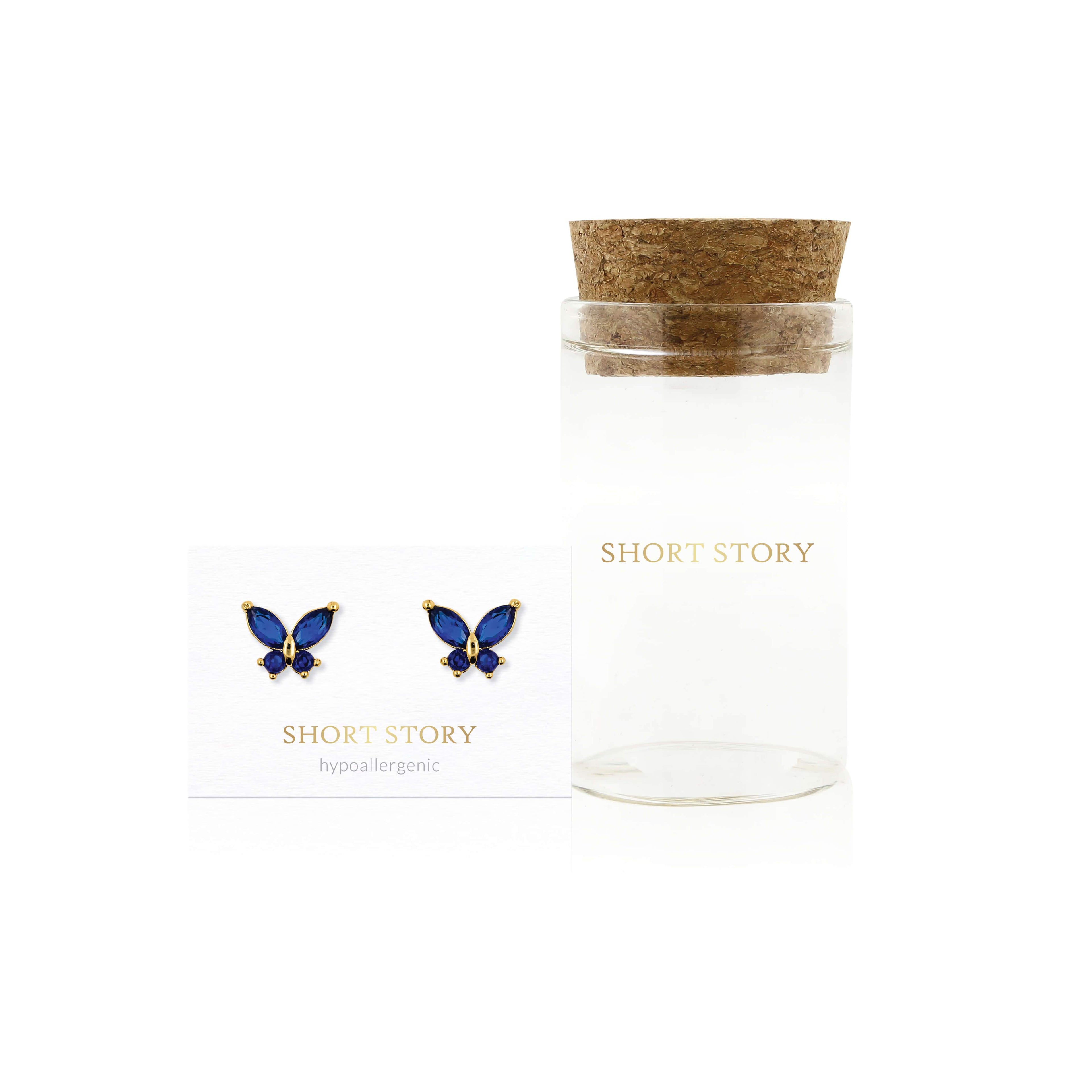 Earring Diamante Butterfly Blue