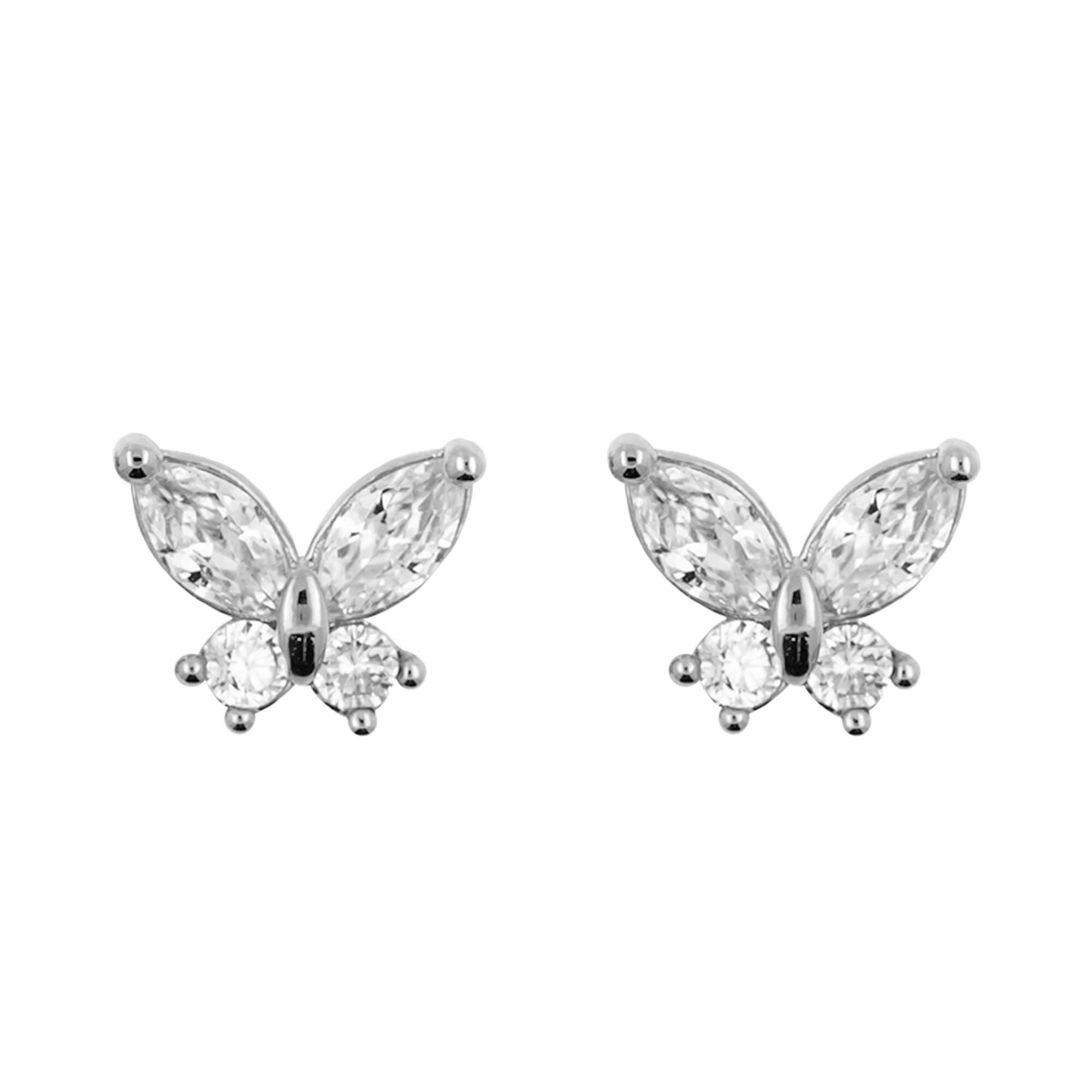 Earring Diamante Butterfly Blue