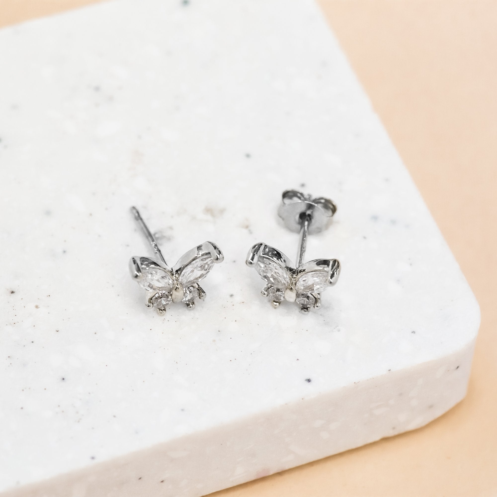 Earring Diamante Butterfly Blue
