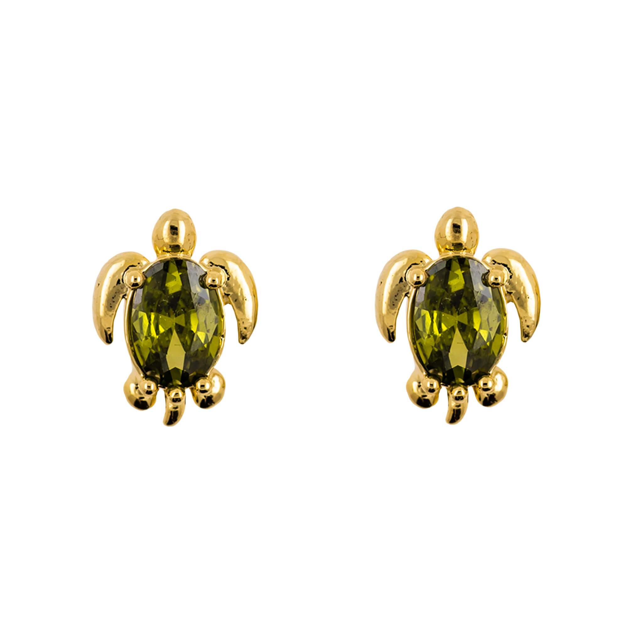 Earring Diamante Turtle Green