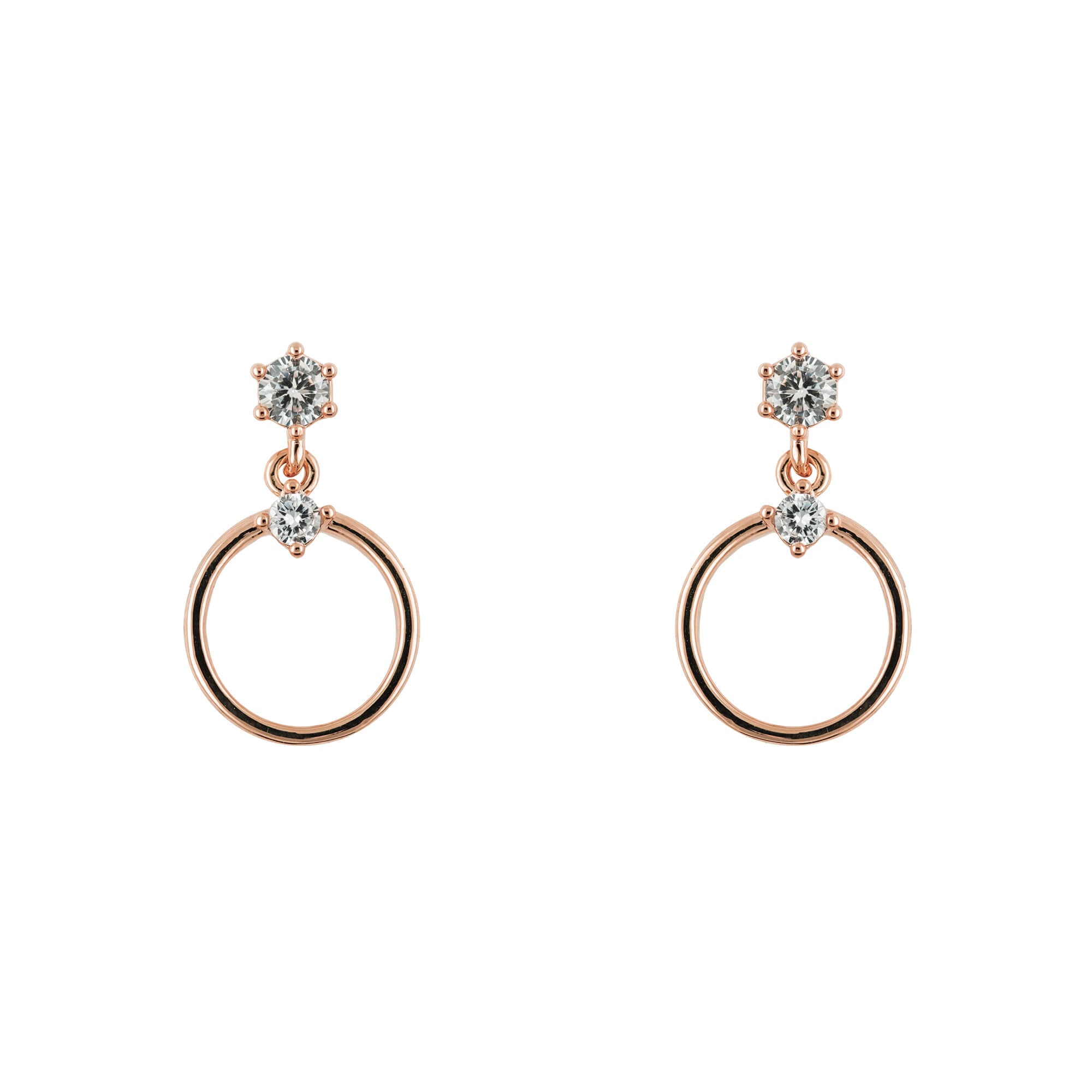 Drop Earring Diamante Simple Ring