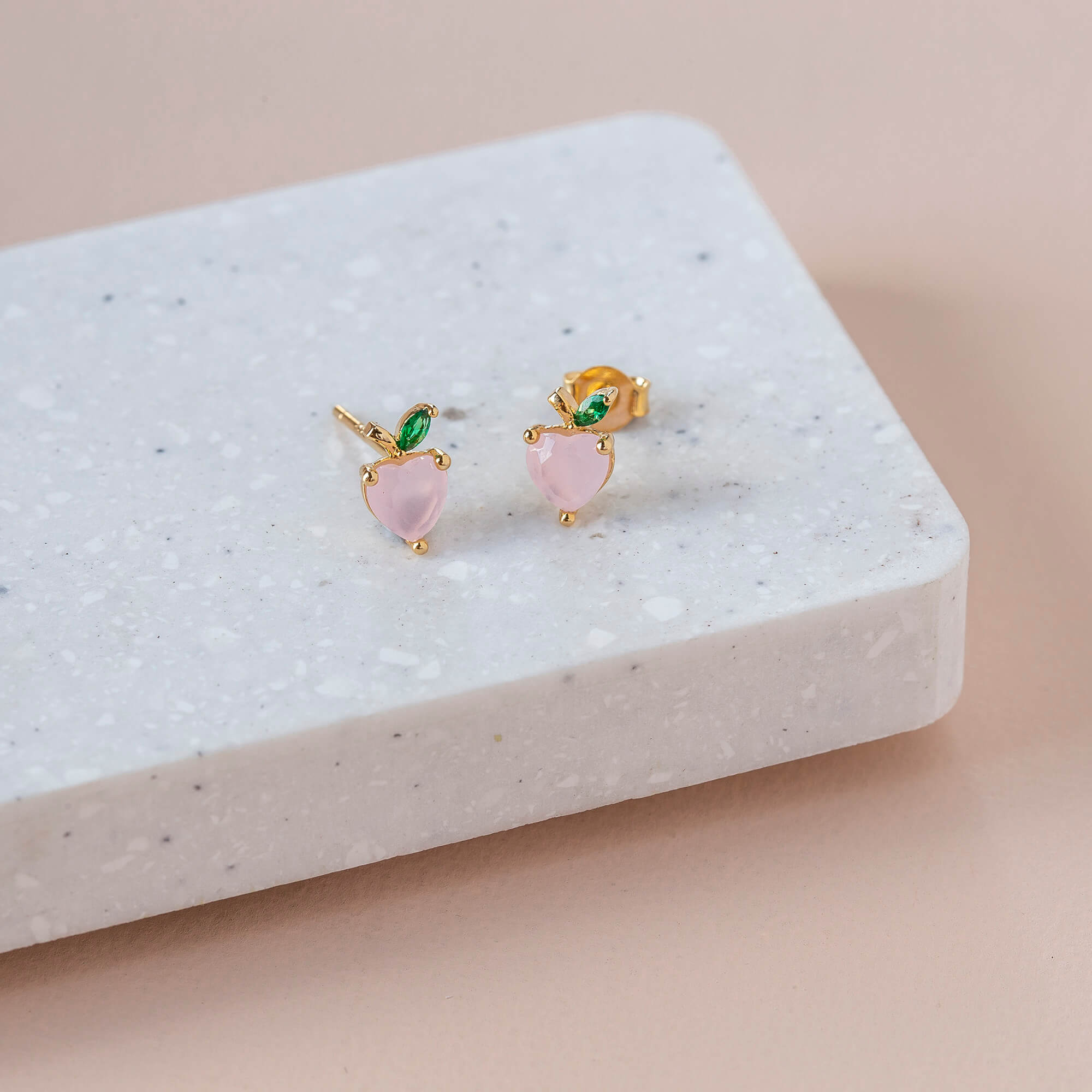 Earring Diamante Peach Gold